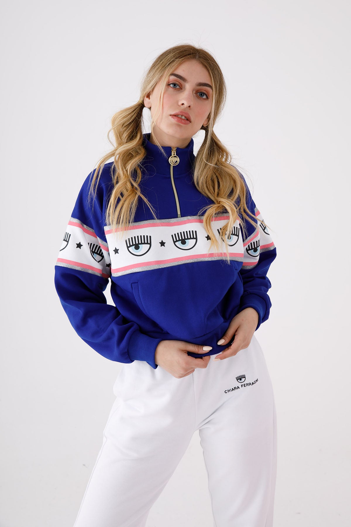 Chiara Ferragni Winking Eye Yarım Fermuarlı Sweatshirt-Libas Trendy Fashion Store
