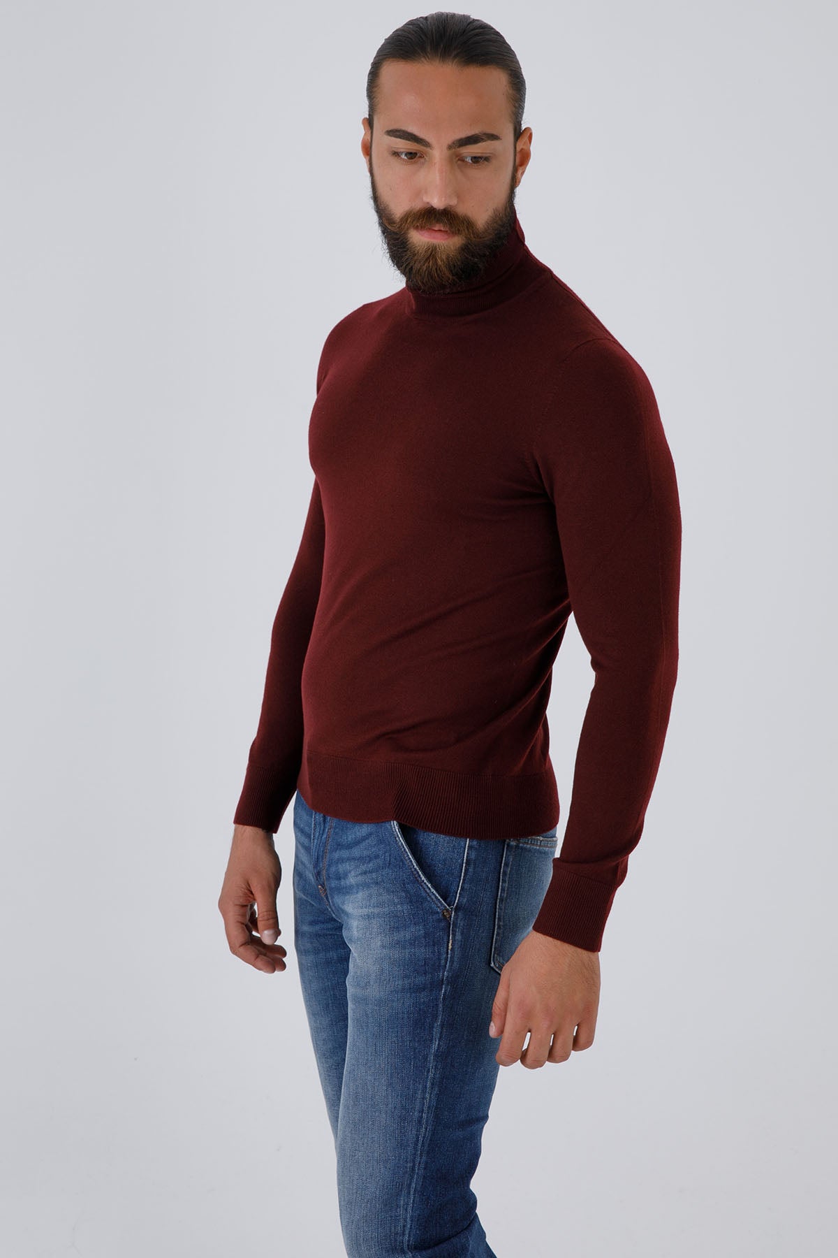 Gran Sasso İnce Örgü Balıkçı Yaka Yün Triko-Libas Trendy Fashion Store