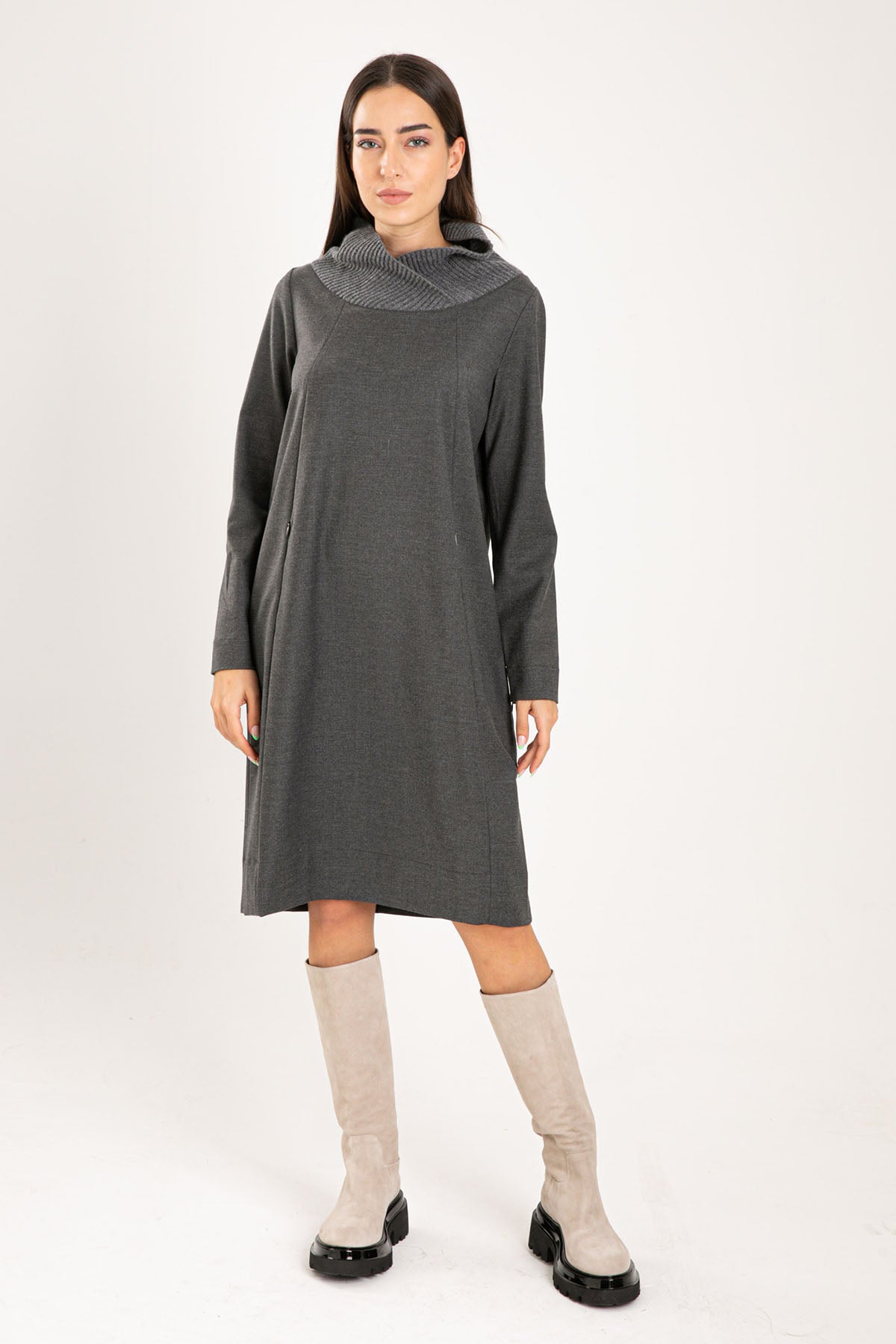Tonet Diz Üstü Yün Elbise-Libas Trendy Fashion Store