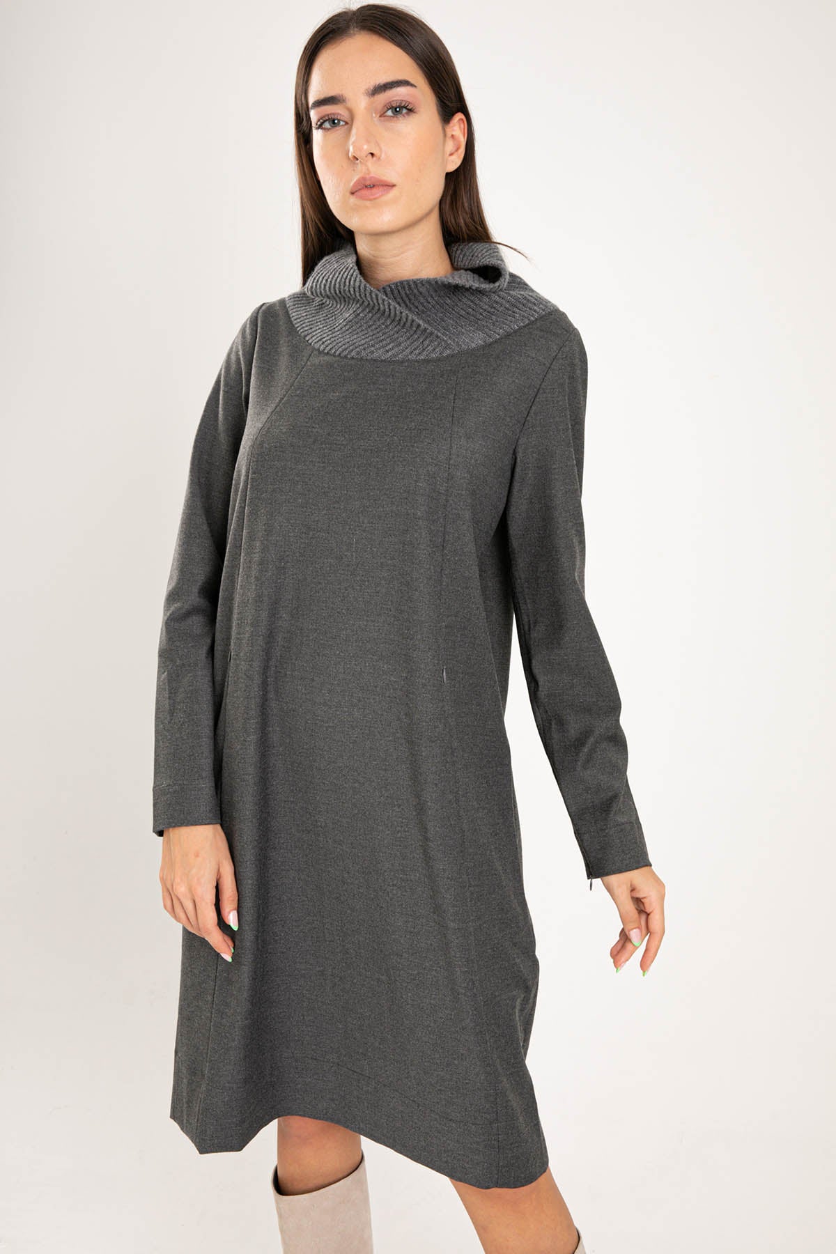 Tonet Diz Üstü Yün Elbise-Libas Trendy Fashion Store