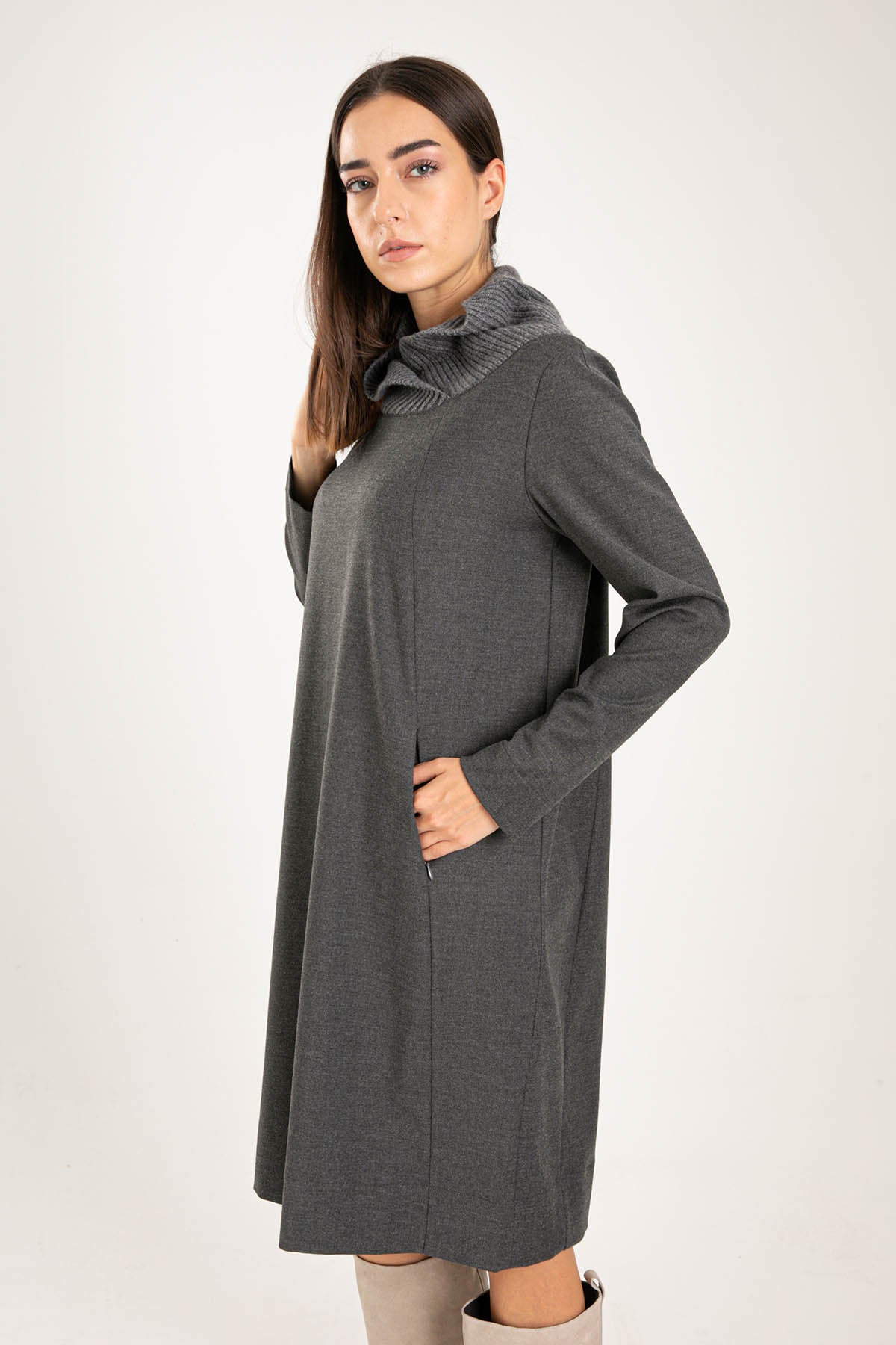 Tonet Diz Üstü Yün Elbise-Libas Trendy Fashion Store