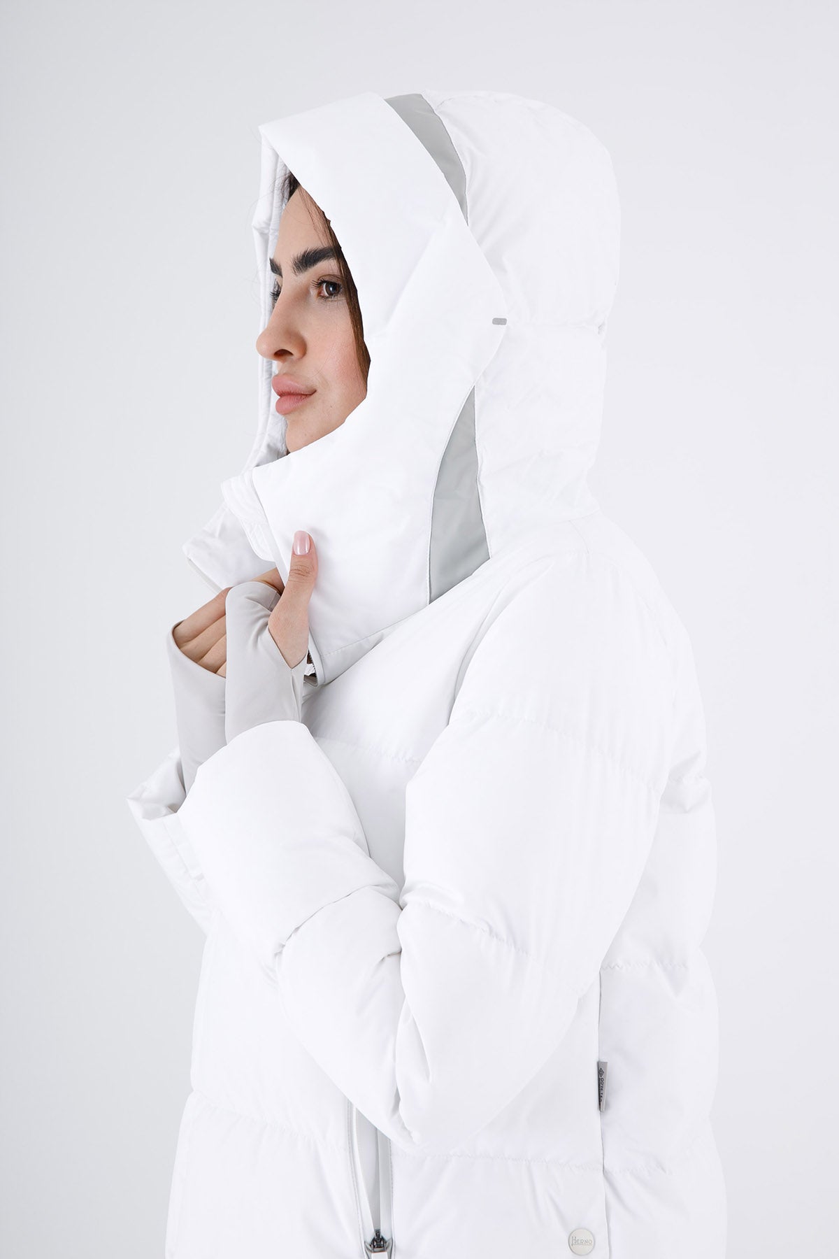 Herno Laminar Yandan Çıtçıtlı Kapüşonlu Puffer Kaban-Libas Trendy Fashion Store