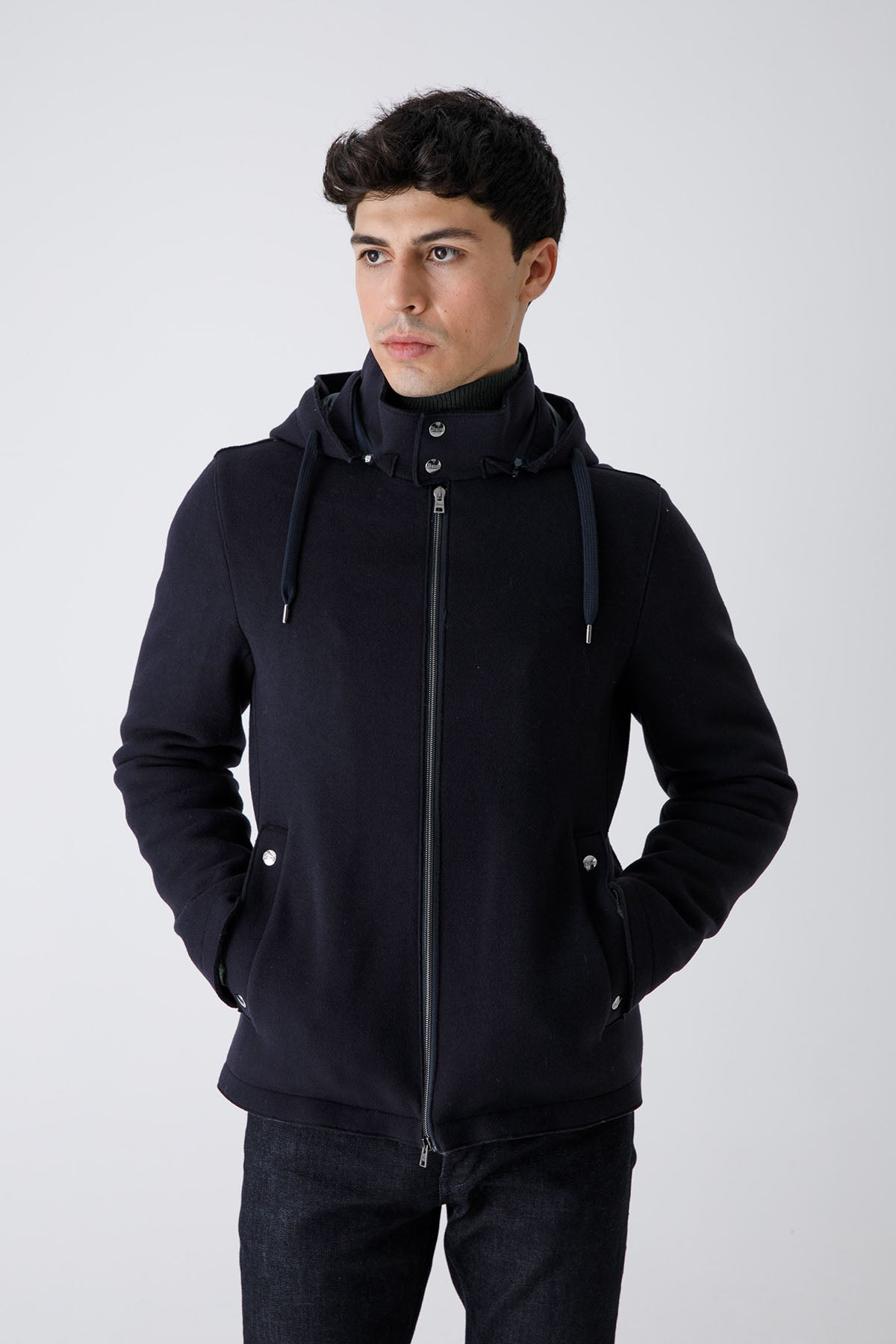 Herno Kapüşonlu Dolgulu Yün Kaban-Libas Trendy Fashion Store