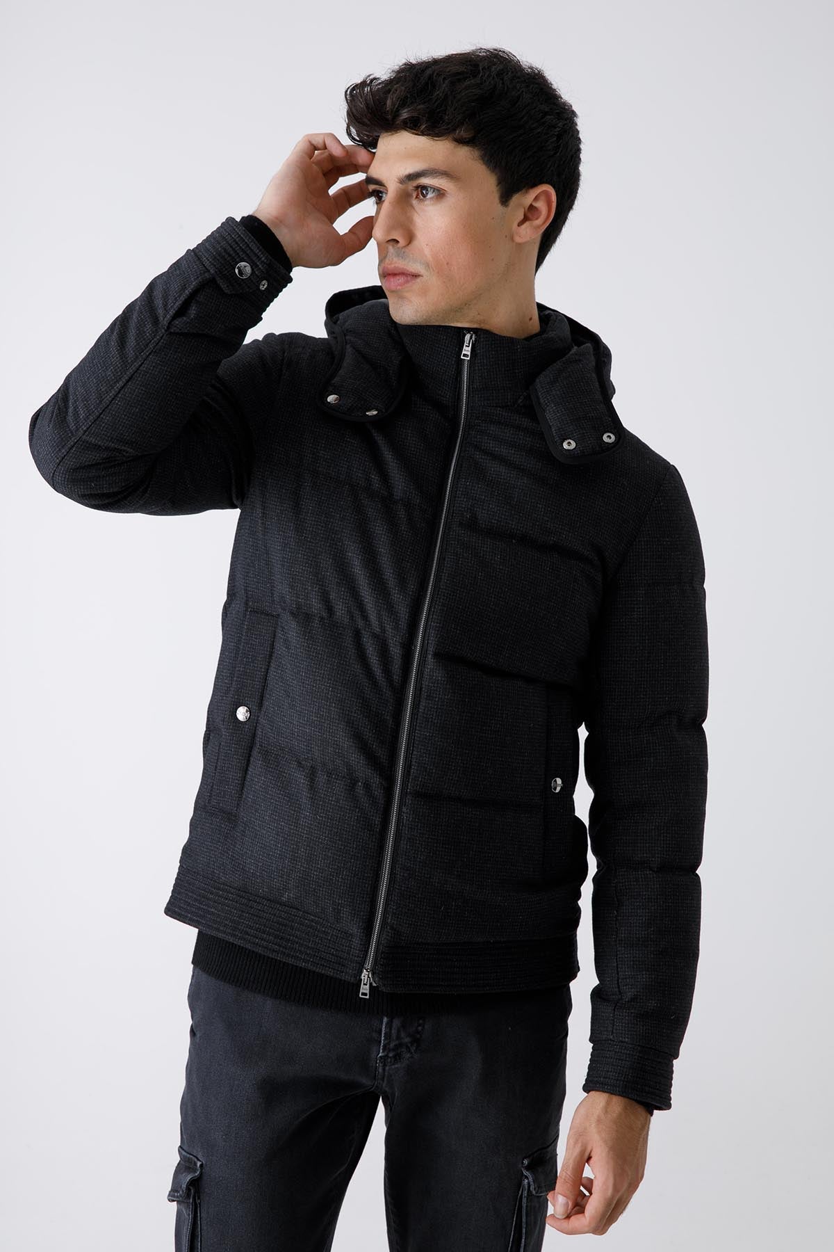 Herno Kapüşonlu Yün Puffer Mont-Libas Trendy Fashion Store