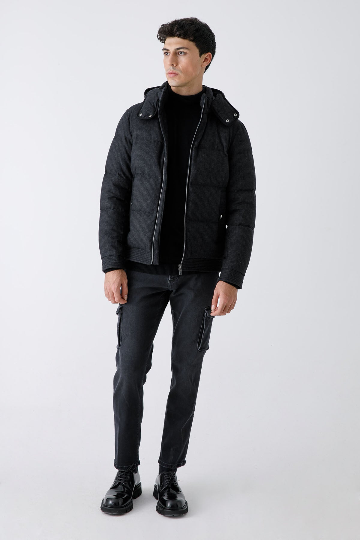 Herno Kapüşonlu Yün Puffer Mont-Libas Trendy Fashion Store