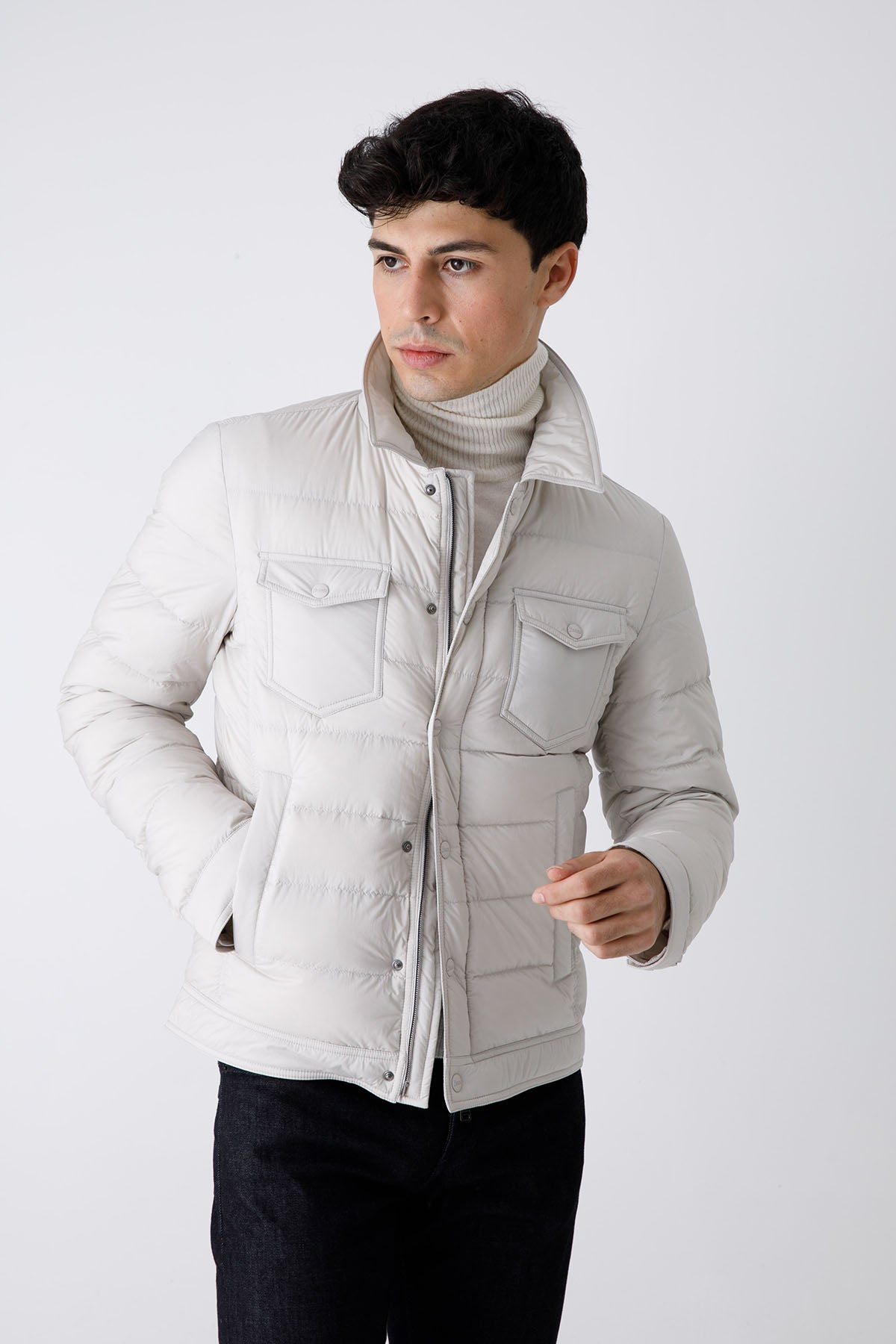 Herno Cep Detaylı İnce Puffer Mont-Libas Trendy Fashion Store