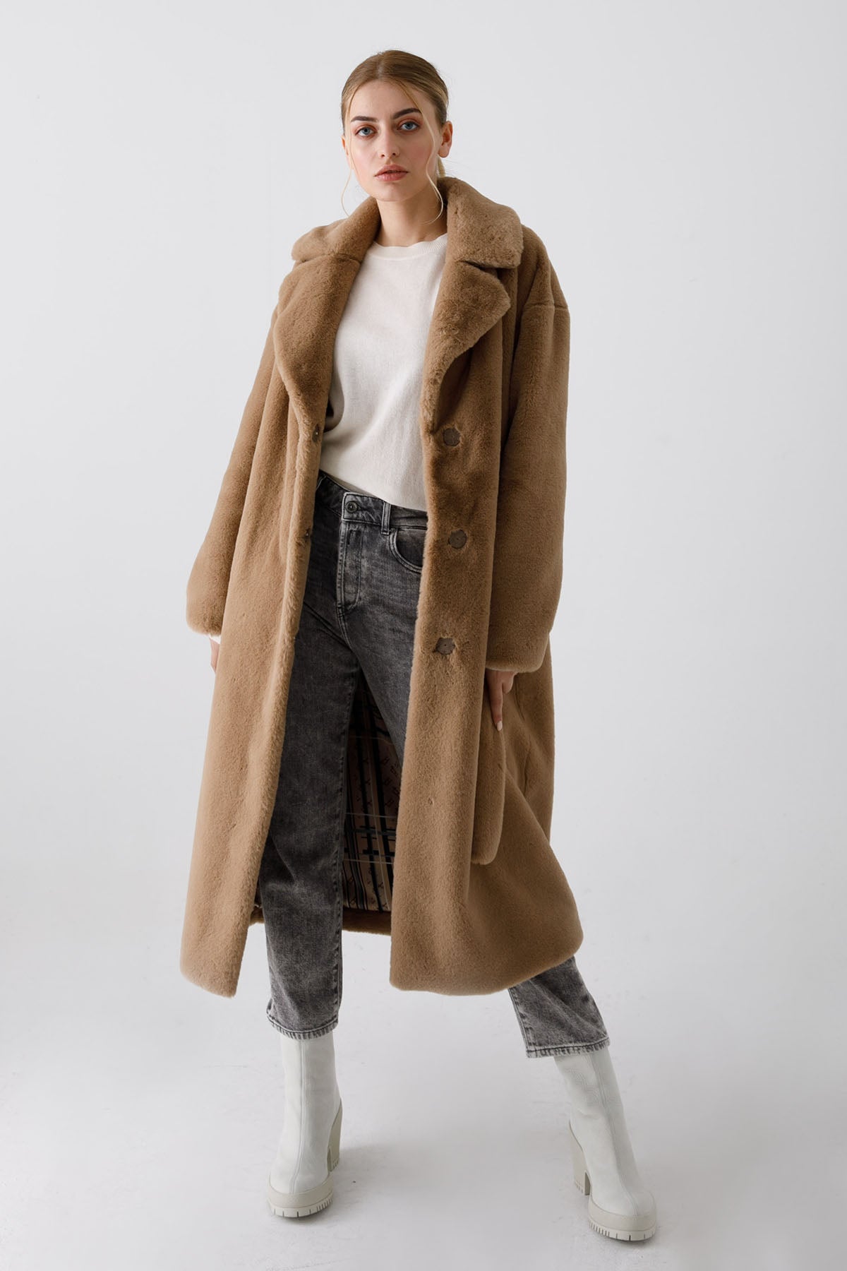 Herno Belden Kuşaklı Peluş Manto-Libas Trendy Fashion Store