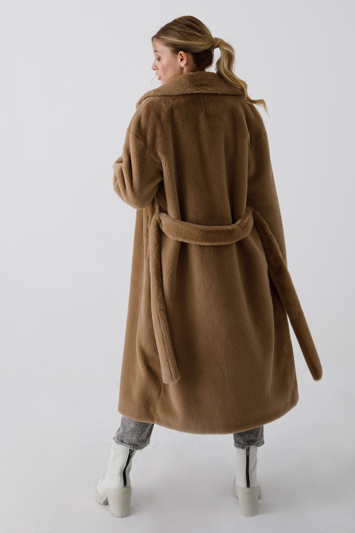 Herno Belden Kuşaklı Peluş Manto-Libas Trendy Fashion Store