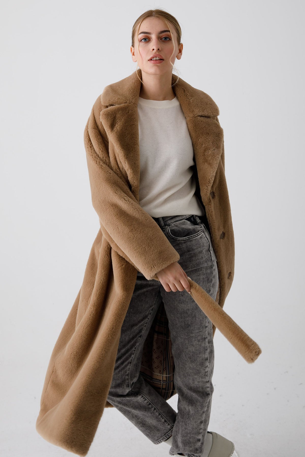 Herno Belden Kuşaklı Peluş Manto-Libas Trendy Fashion Store