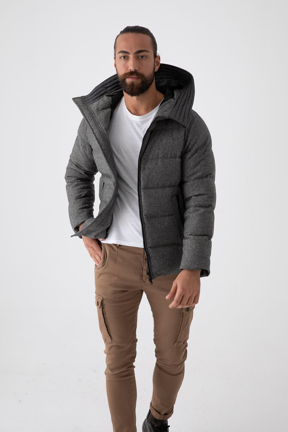 Herno Kapüşonlu Yün Puffer Mont-Libas Trendy Fashion Store