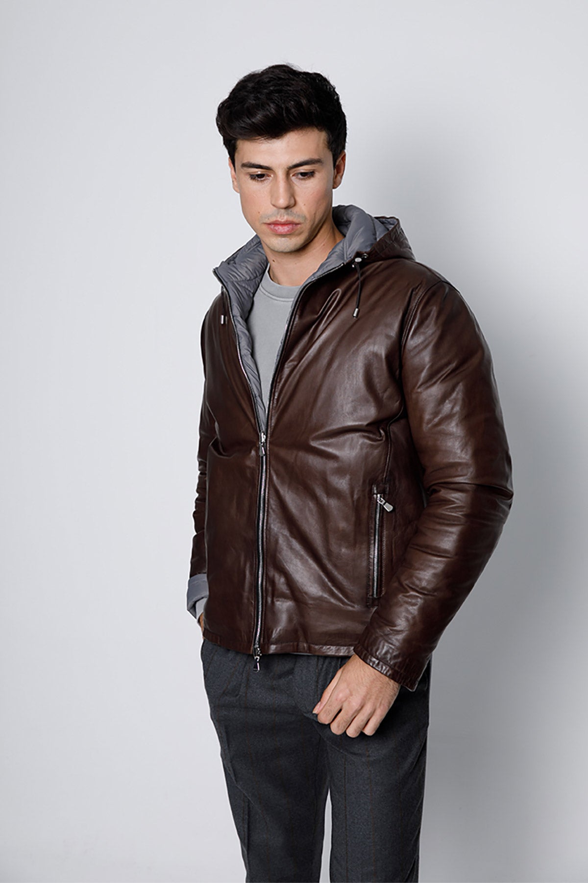 Fradi Darius Çift Taraflı Dolgulu Deri Ceket-Libas Trendy Fashion Store