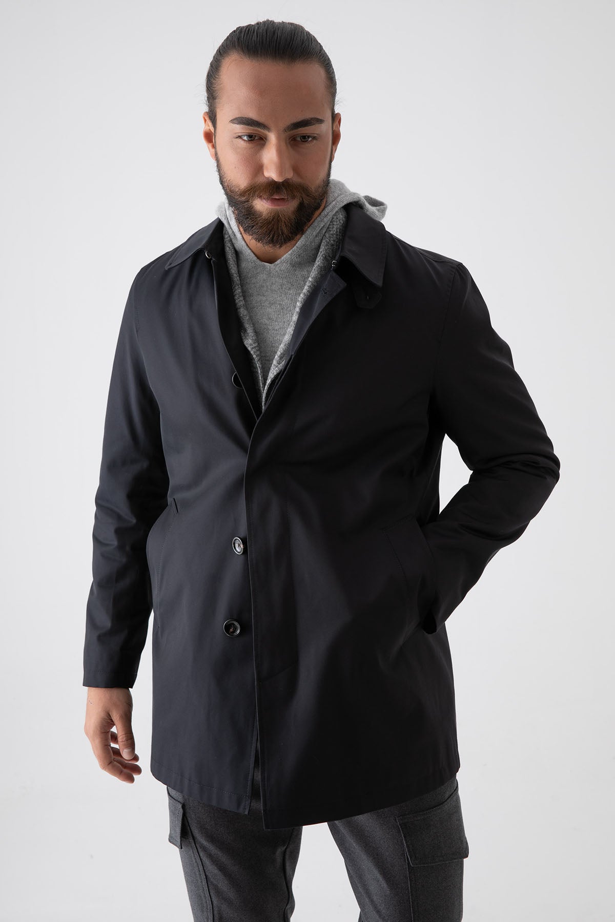 Fradi Gray İç Yelekli Trençkot-Libas Trendy Fashion Store