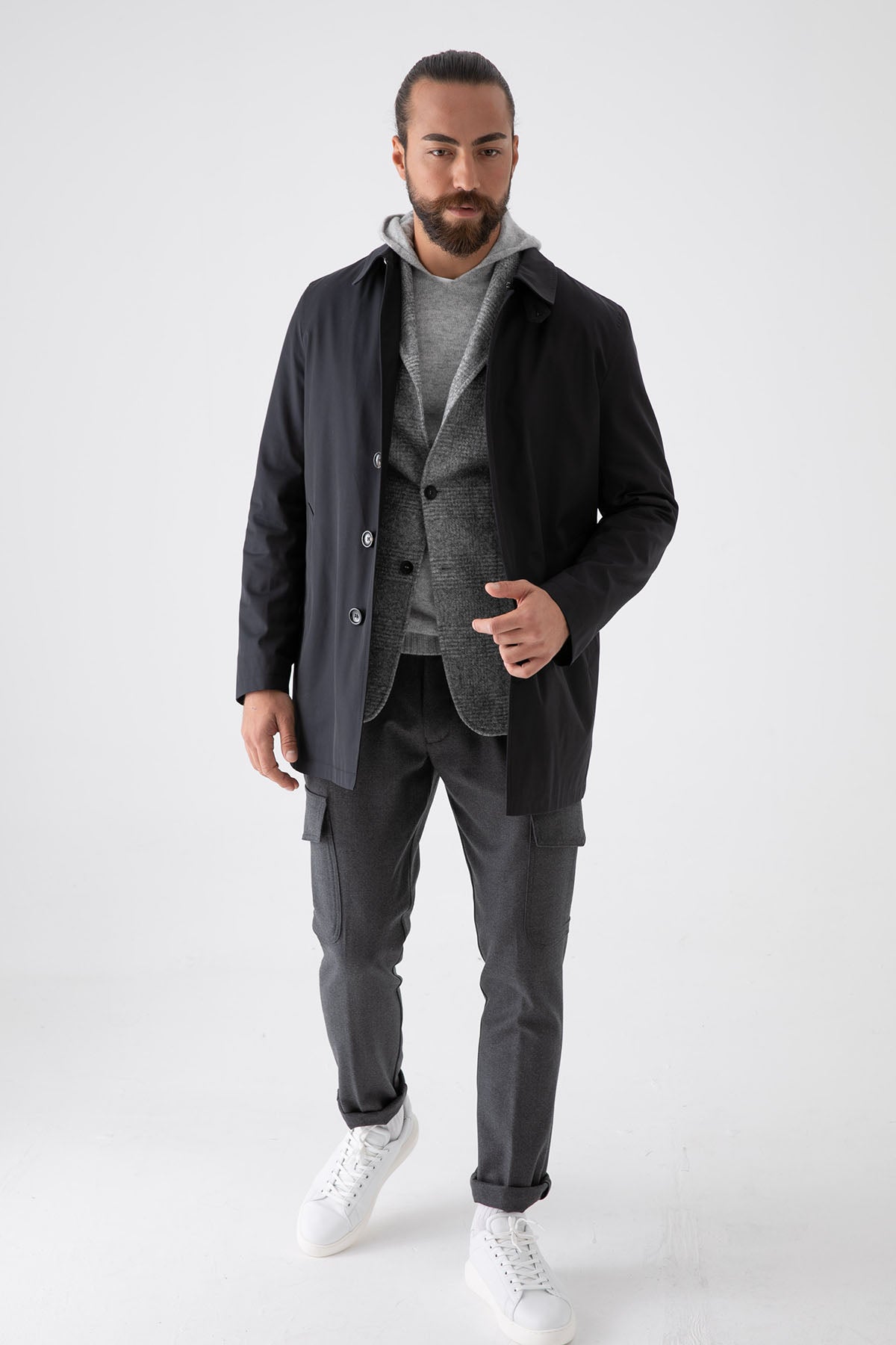 Fradi Gray İç Yelekli Trençkot-Libas Trendy Fashion Store