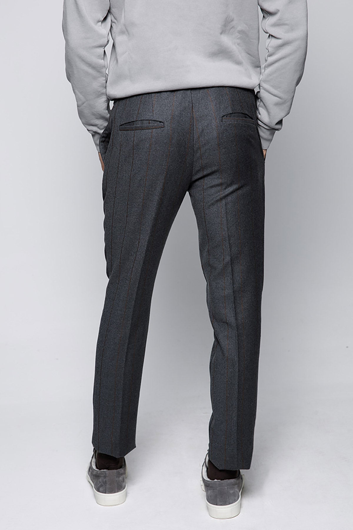 Fradi Jogger Belden Bağlamalı Çizgili Tek Pile Yün Pantolon-Libas Trendy Fashion Store