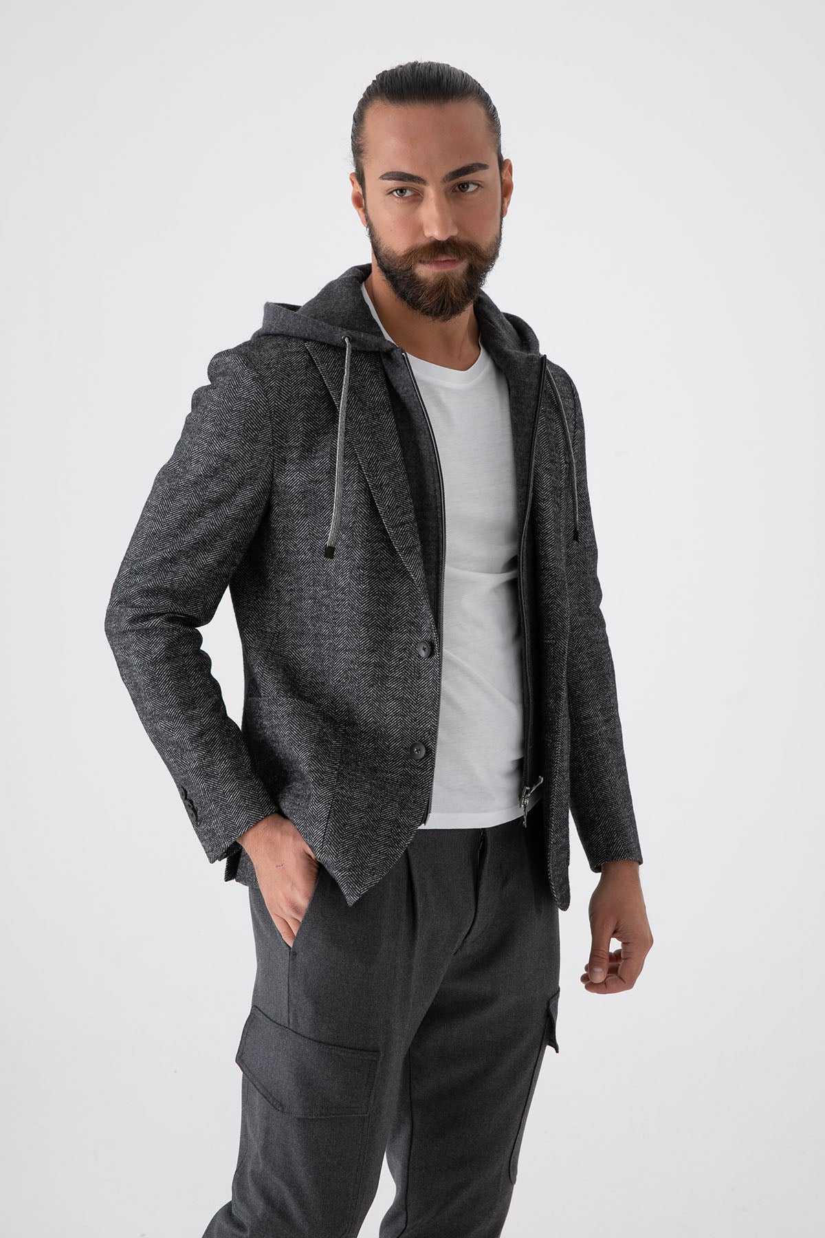 Fradi İç Yelekli Balıksırtı Yün Ceket-Libas Trendy Fashion Store