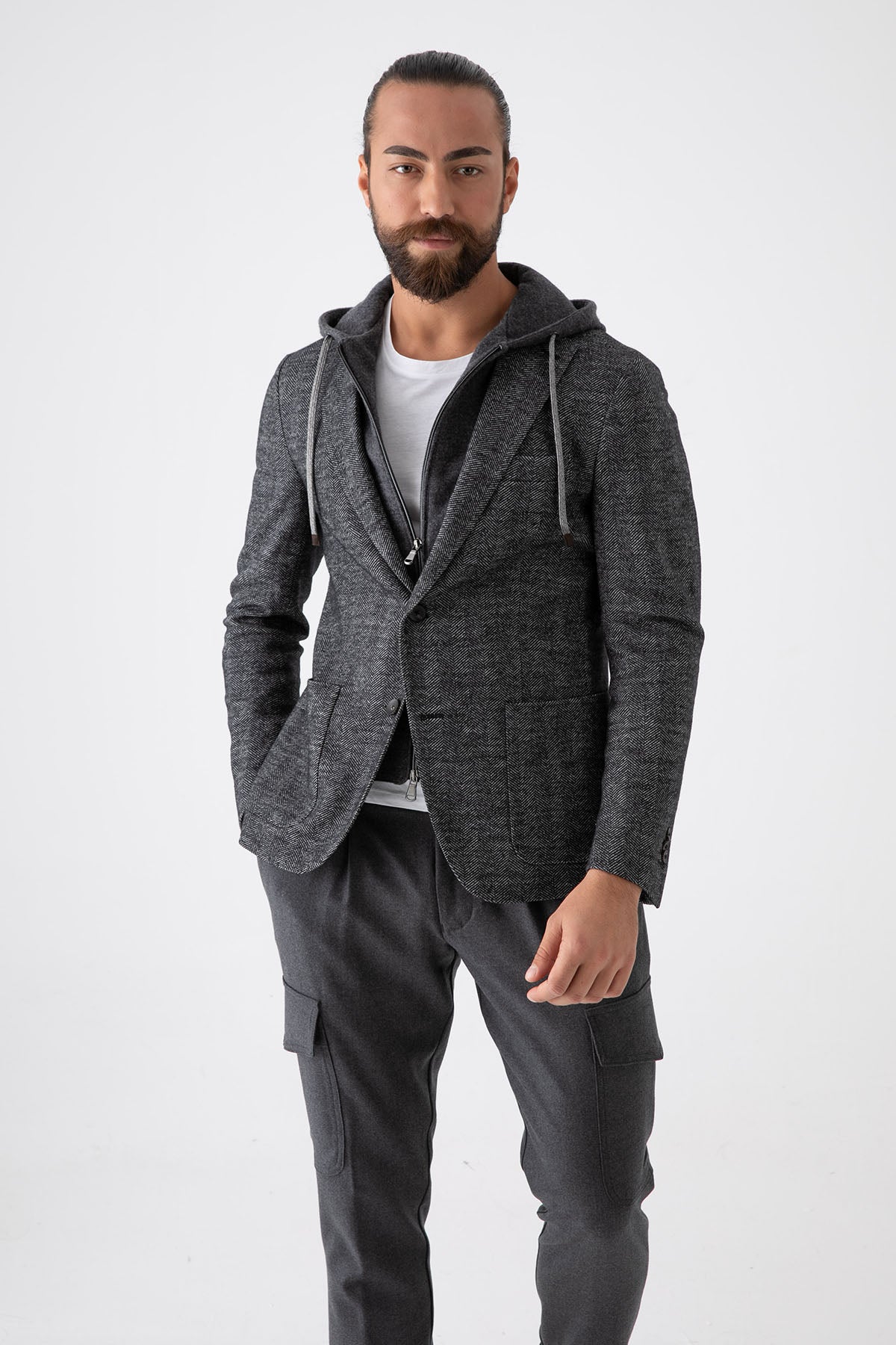 Fradi İç Yelekli Balıksırtı Yün Ceket-Libas Trendy Fashion Store