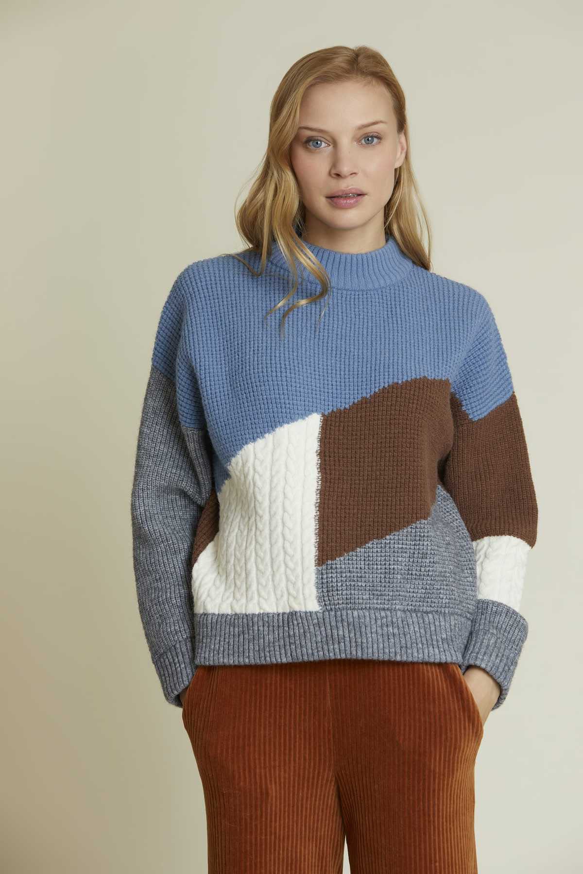 Rene Derhy Saç Örgü Detaylı Dik Yaka Örgü Triko-Libas Trendy Fashion Store