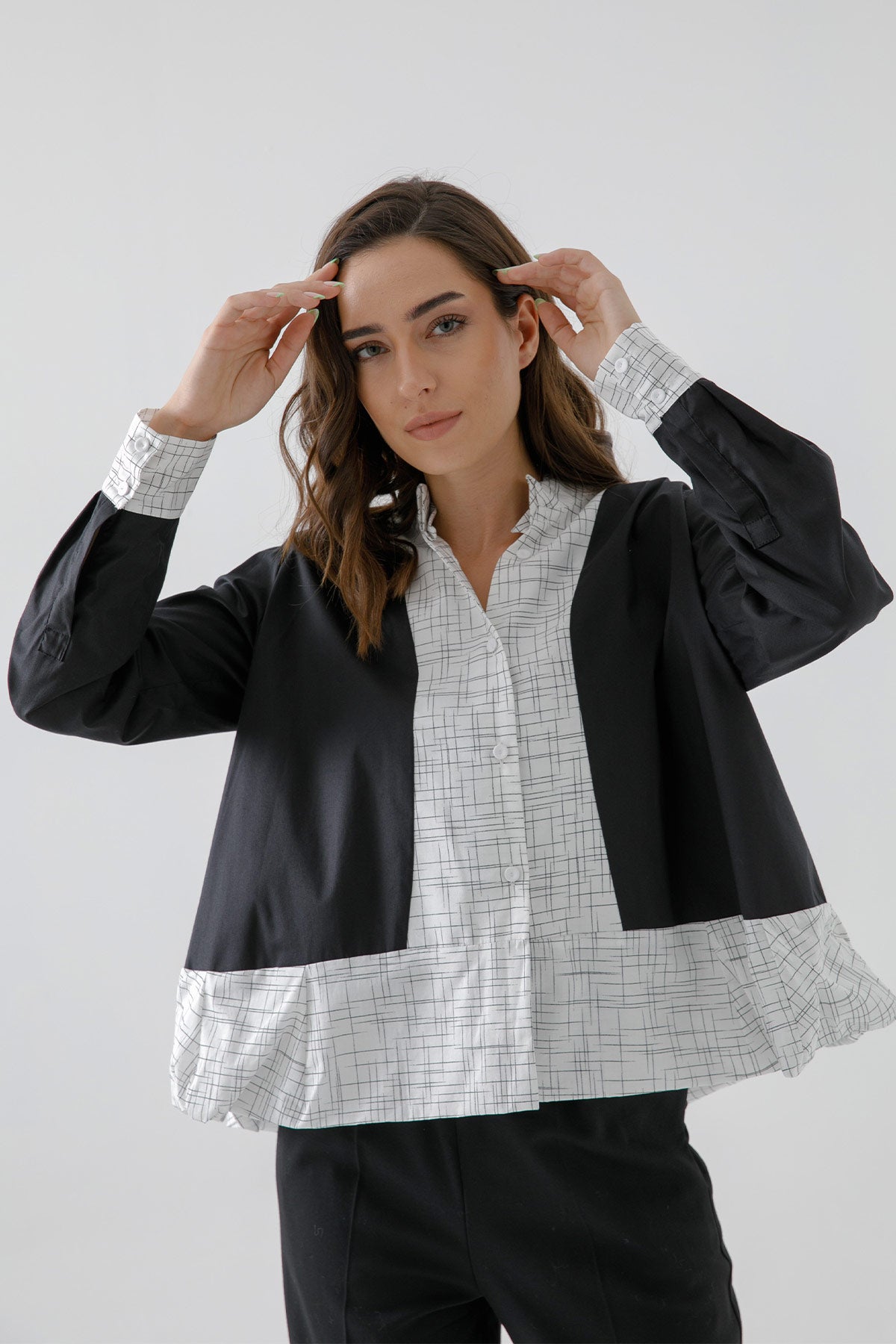 Crea Concept Kumaş Kombinasyonlu Gömlek-Libas Trendy Fashion Store