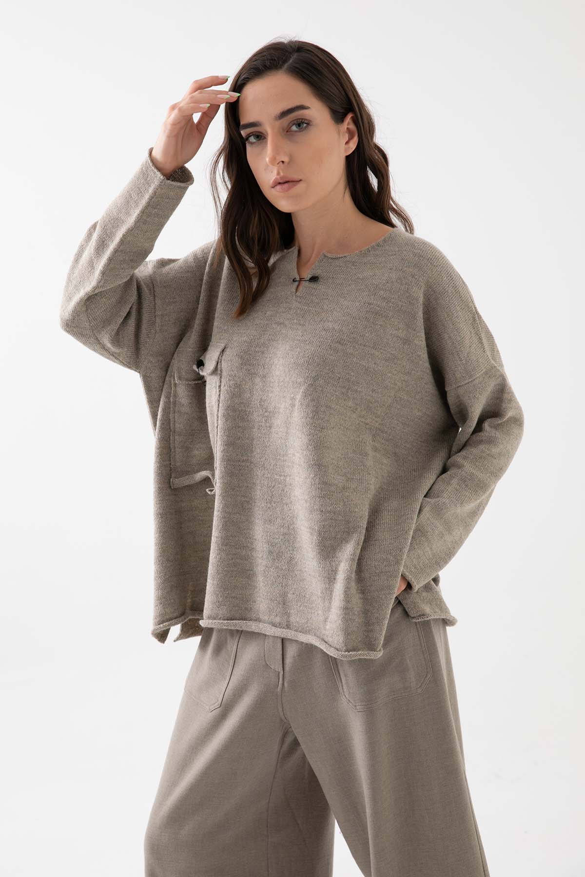 Crea Concept Geniş Kesim Cep Detaylı Triko-Libas Trendy Fashion Store