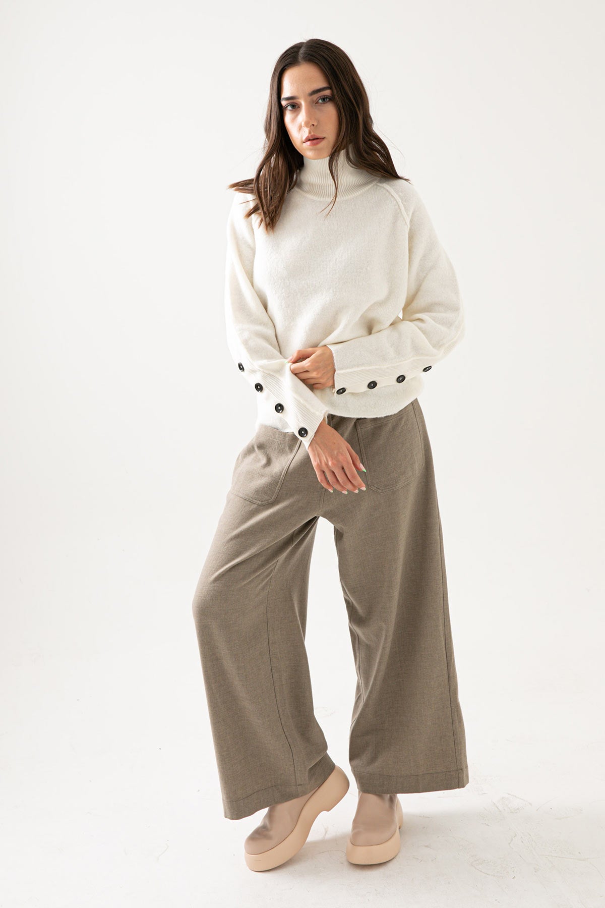 Crea Concept Balıkçı Yaka Düğme Detaylı Triko-Libas Trendy Fashion Store