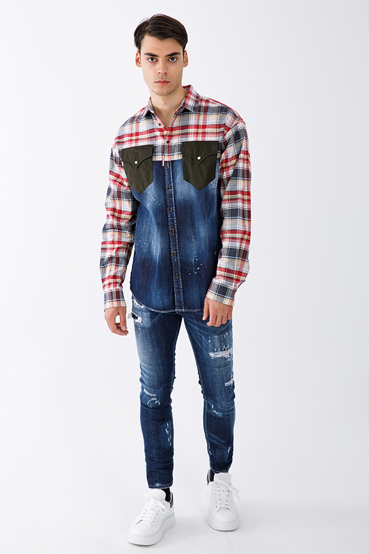 Dsquared Ekoseli Cep Detaylı Denim Gömlek-Libas Trendy Fashion Store