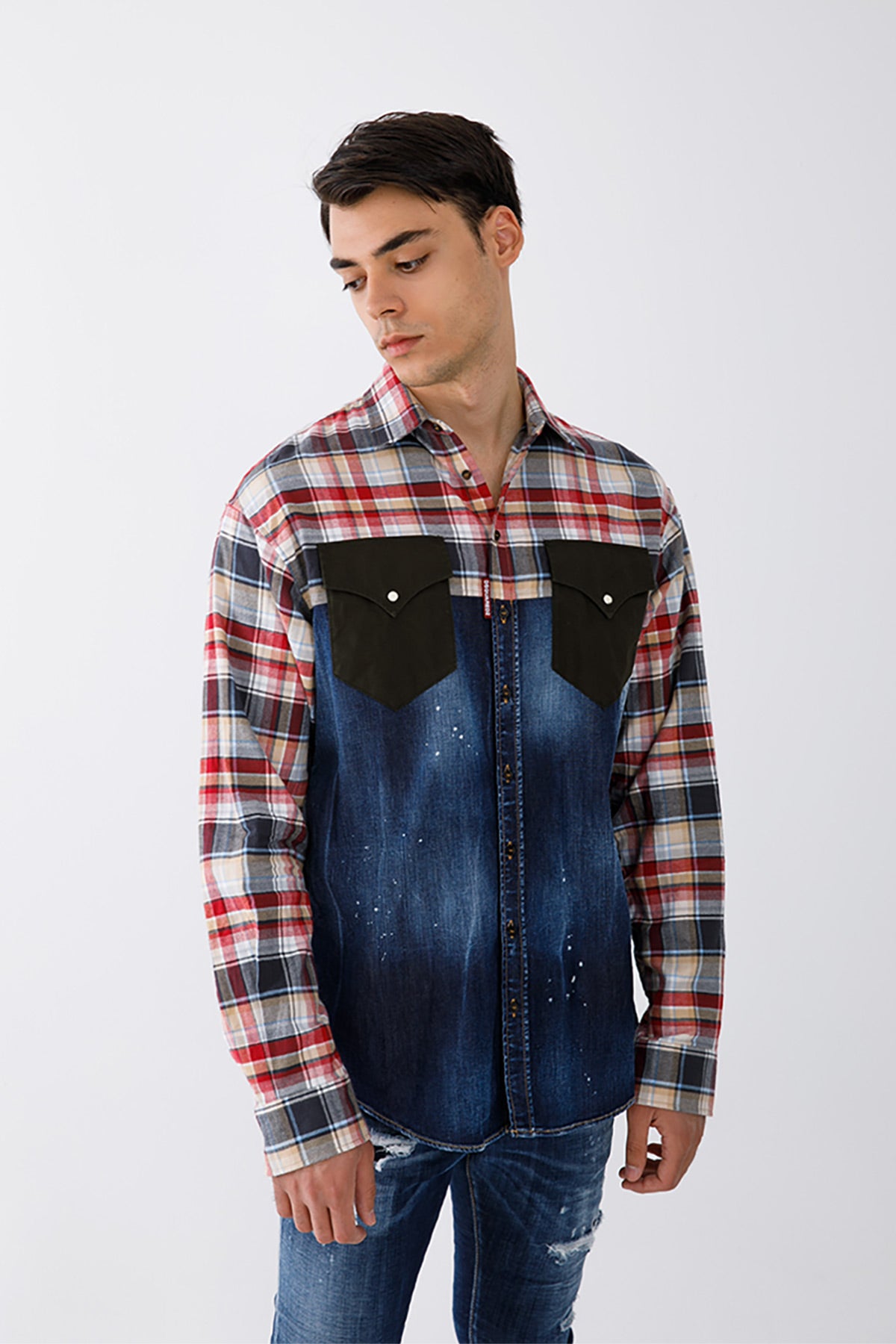 Dsquared Ekoseli Cep Detaylı Denim Gömlek-Libas Trendy Fashion Store