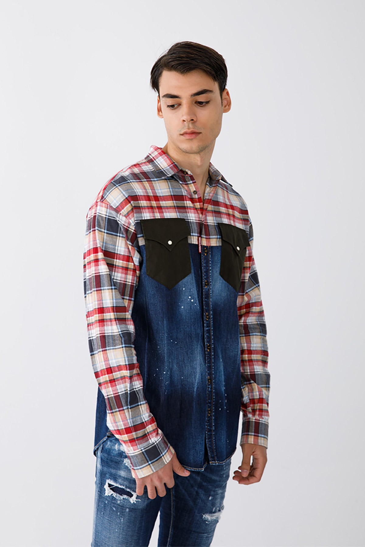 Dsquared Ekoseli Cep Detaylı Denim Gömlek-Libas Trendy Fashion Store