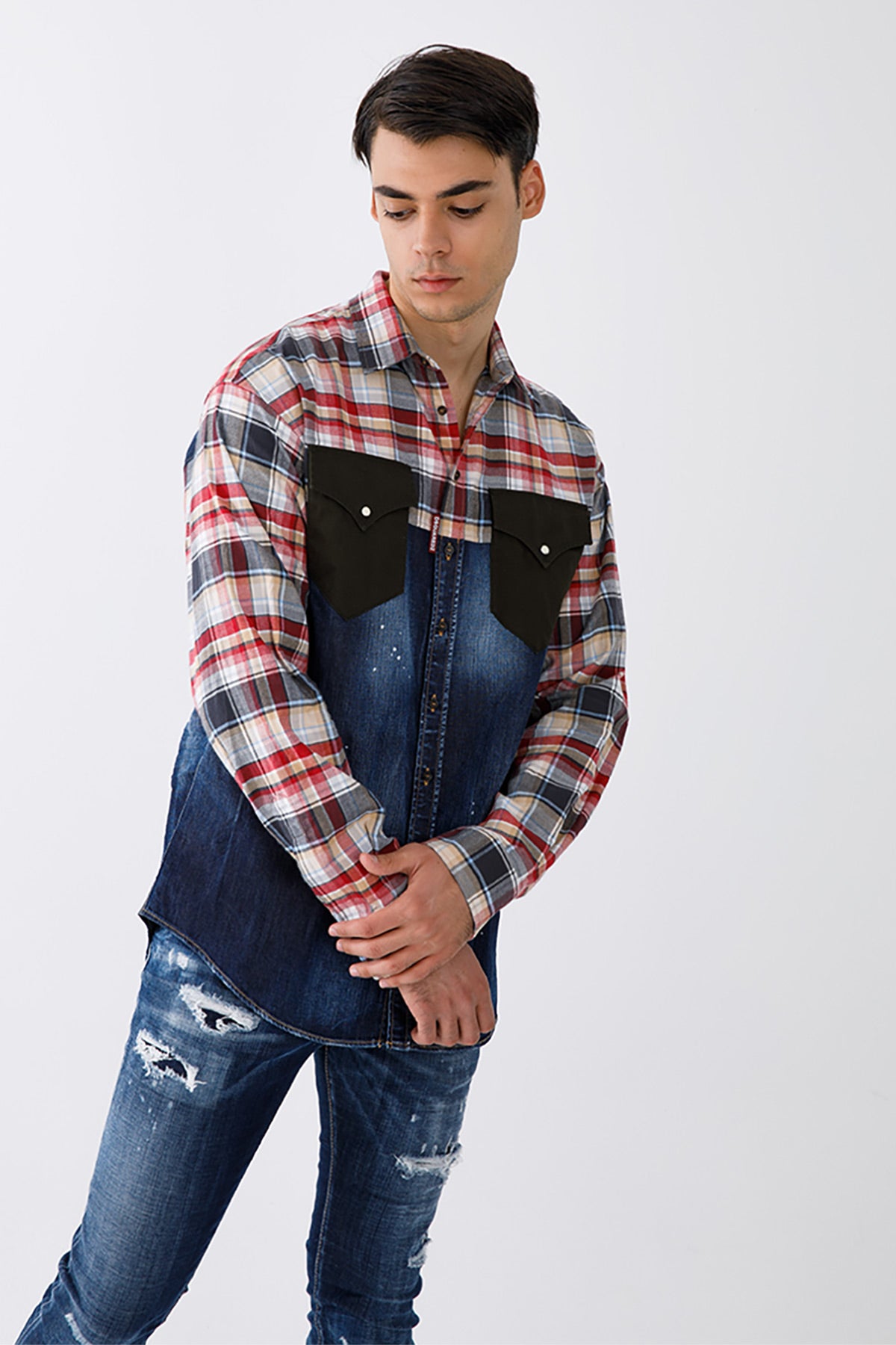 Dsquared Ekoseli Cep Detaylı Denim Gömlek-Libas Trendy Fashion Store