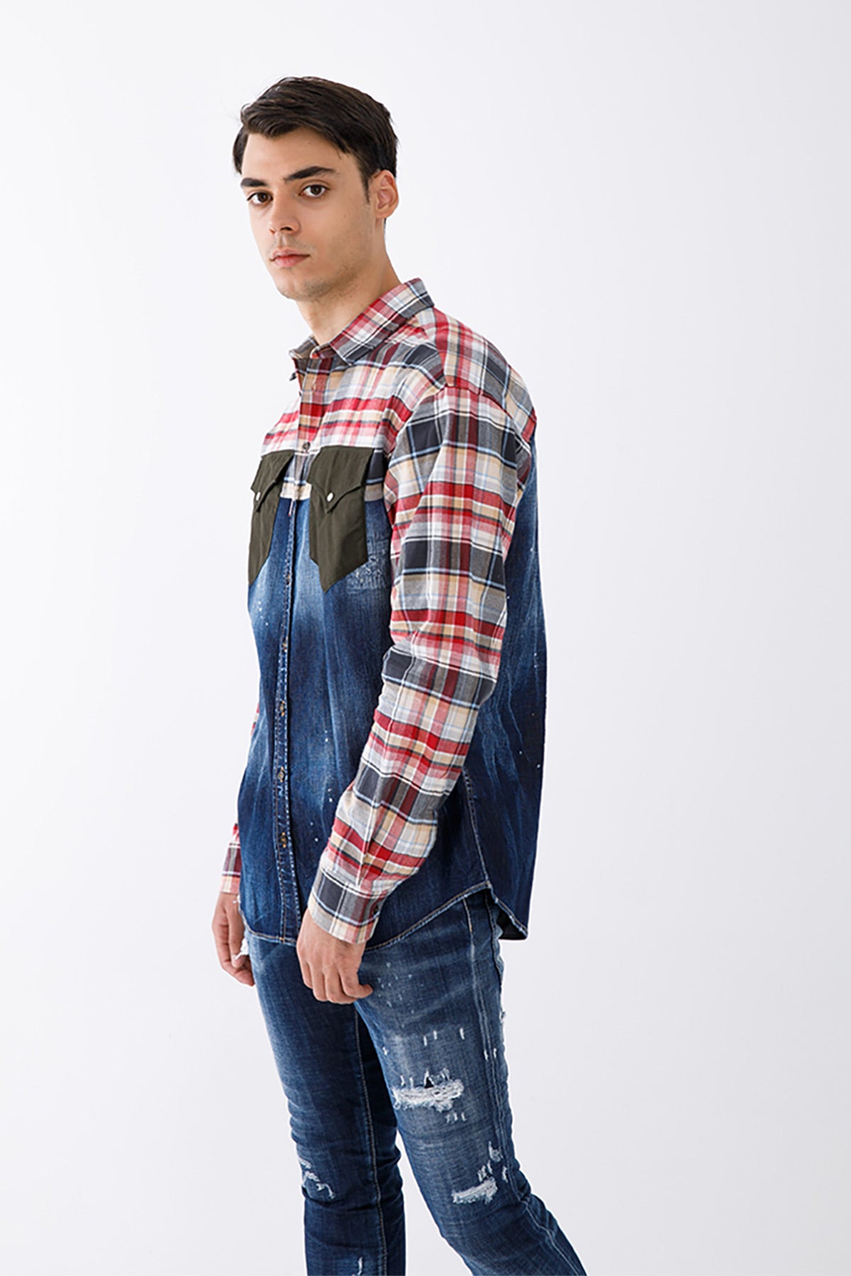 Dsquared Ekoseli Cep Detaylı Denim Gömlek-Libas Trendy Fashion Store