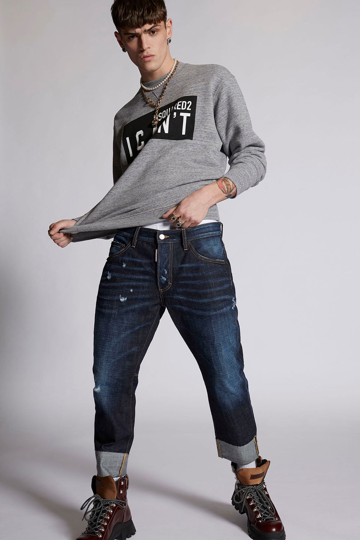 Dsquared Sailor Katlı Kısa Paça Rahat Kesim Jeans-Libas Trendy Fashion Store