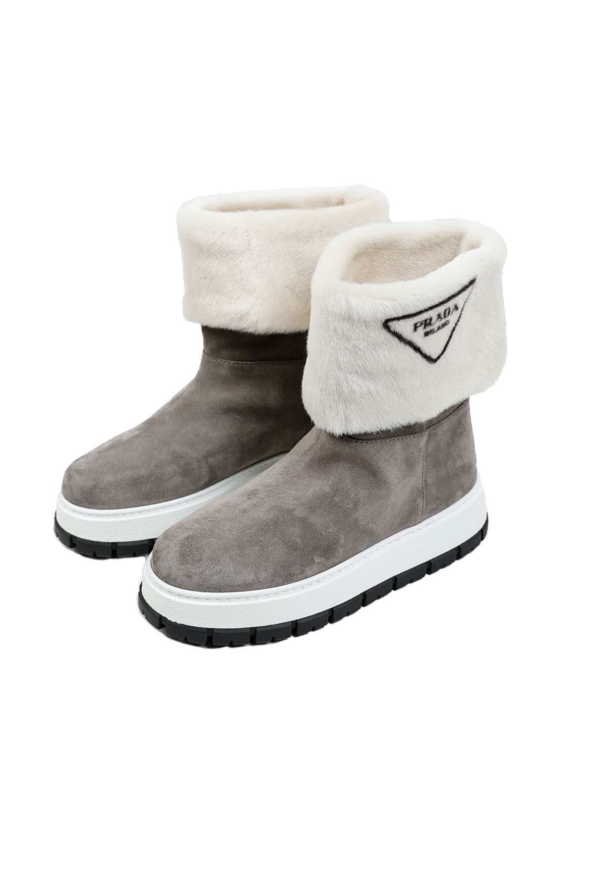 Prada İçi Kürklü Logolu Süet Bot-Libas Trendy Fashion Store