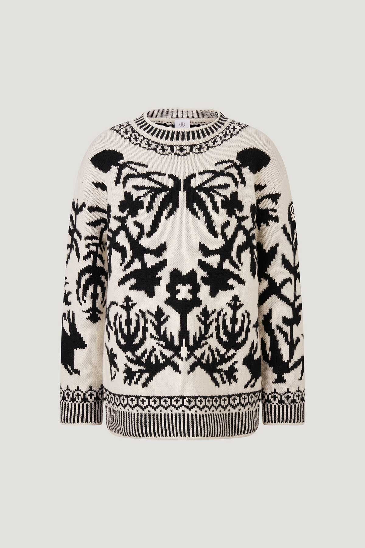 Bogner Wiola Geniş Kesim Desenli Yün Örgü Triko-Libas Trendy Fashion Store