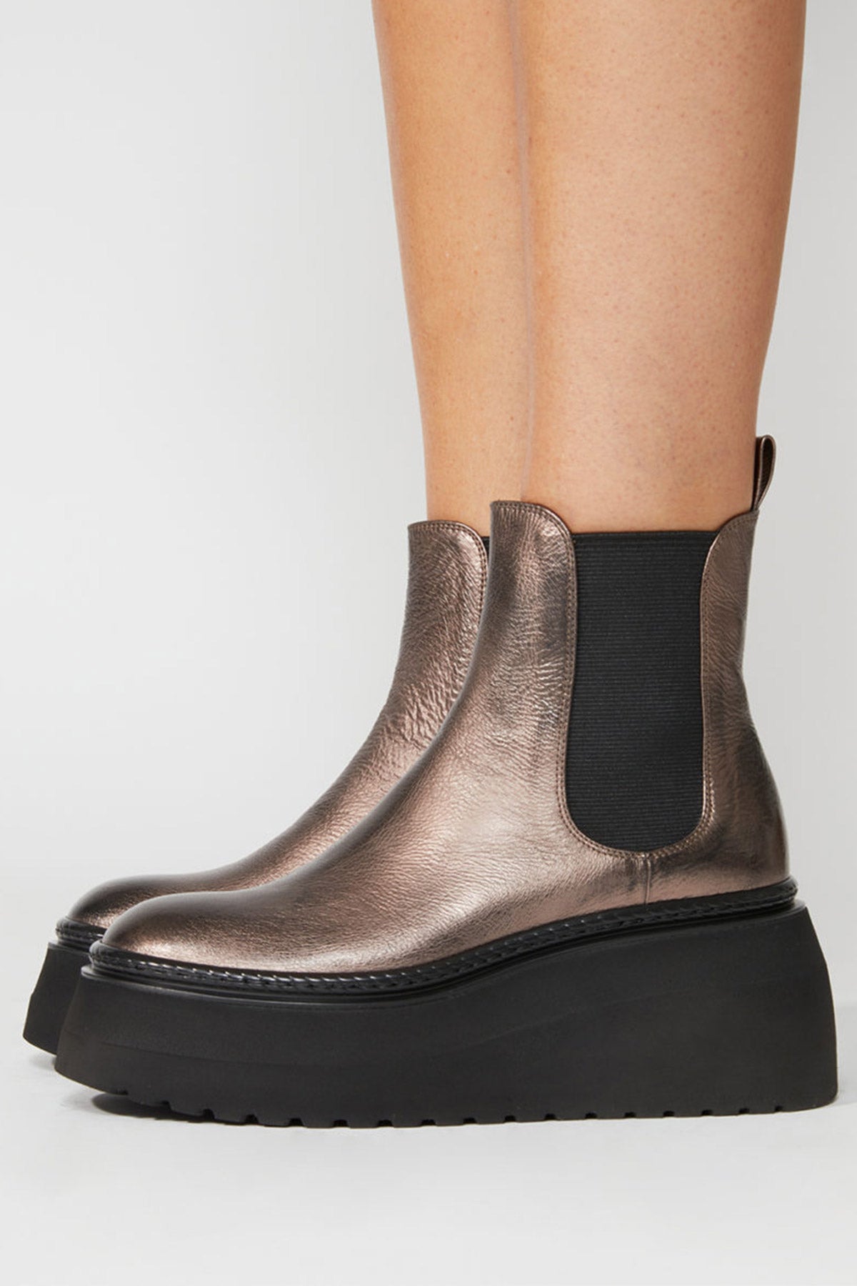 Fruit Spor Platform Tabanlı Parlak Metalik Deri Bot-Libas Trendy Fashion Store