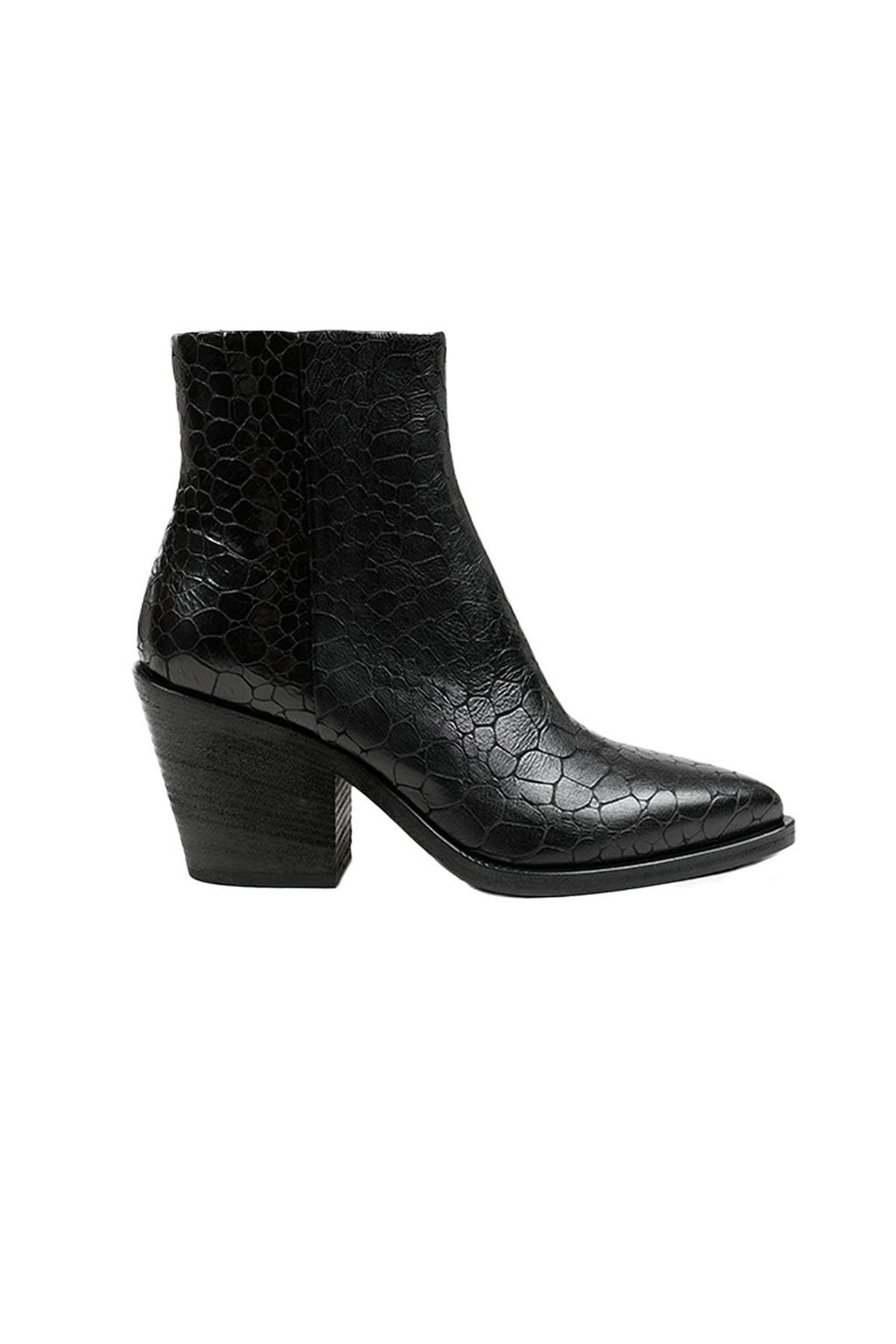 Fruit Krokodil Baskılı Kalın Topuklu Sivri Burun Deri Bot-Libas Trendy Fashion Store
