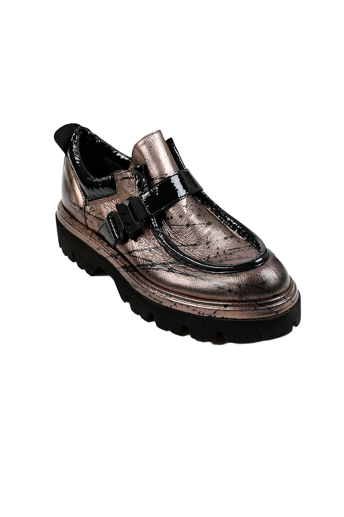 Fruit Rugan Tokalı Metalik Loafer Ayakkabı-Libas Trendy Fashion Store