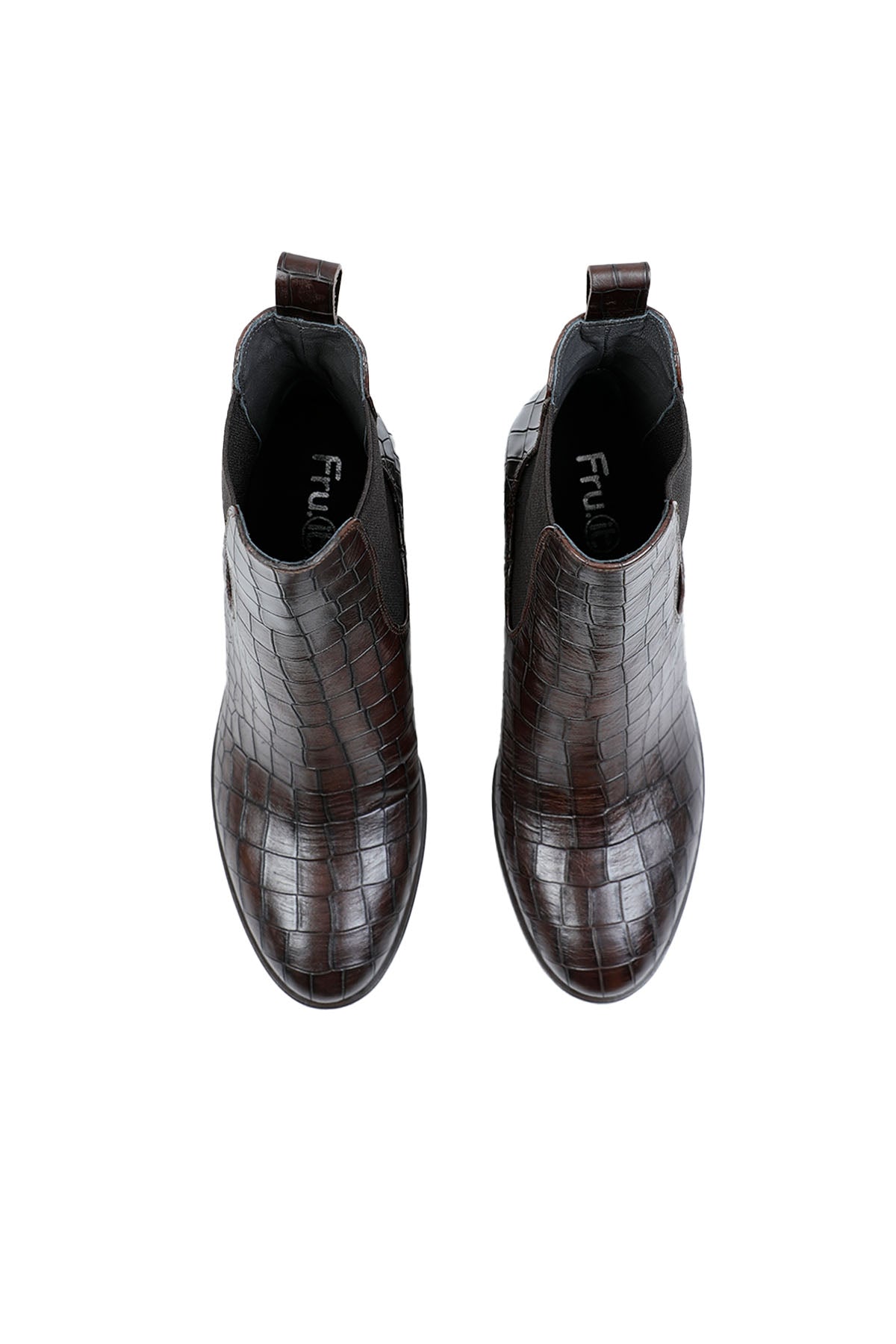 Fruit Kalın Topuklu Krokodil Baskılı Lastikli Deri Bot-Libas Trendy Fashion Store