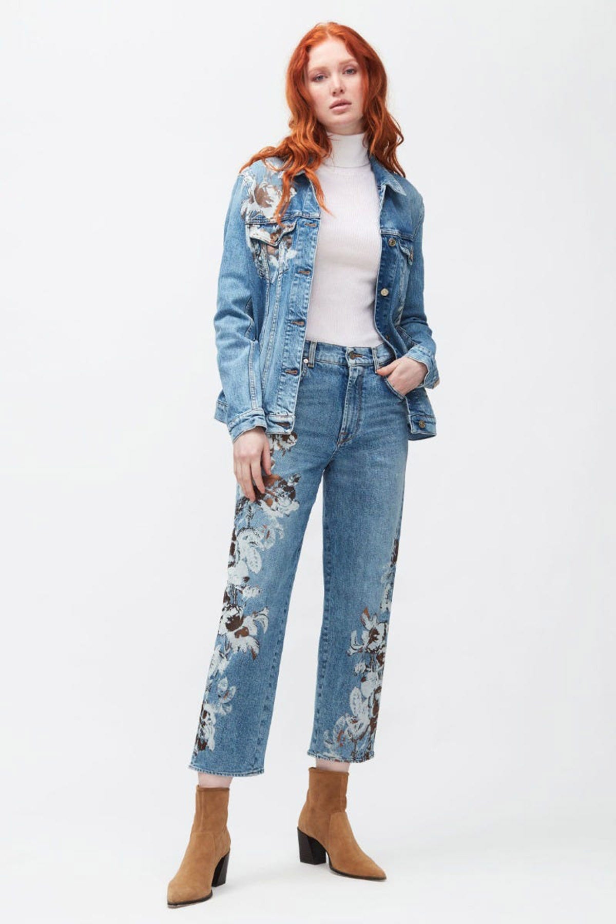7 For All Mankind Modern Straight Yüksek Bel Desenli Jeans-Libas Trendy Fashion Store
