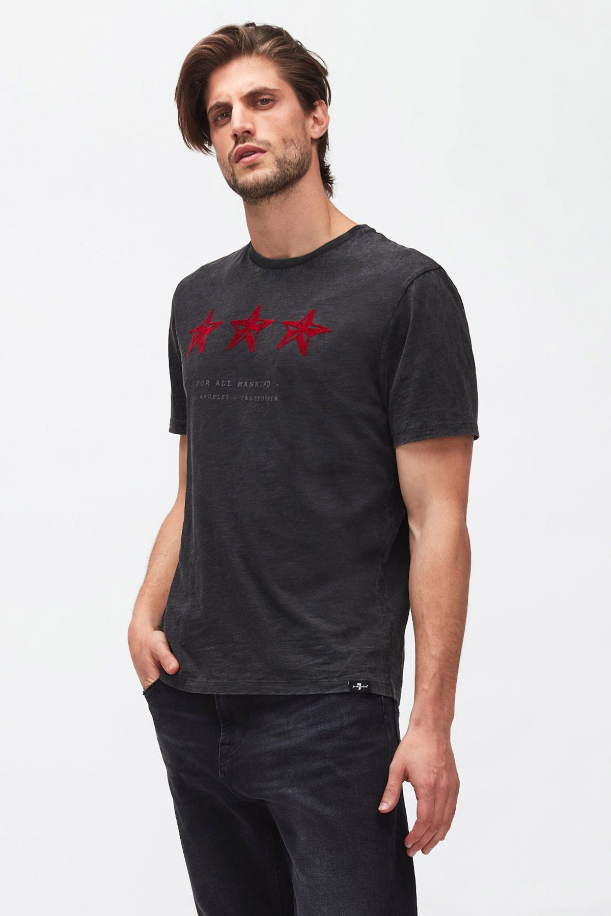 7 For All Mankind Yuvarlak Yaka Yıldızlı T-shirt-Libas Trendy Fashion Store