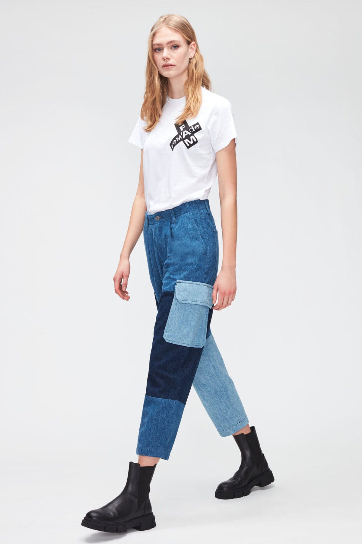 7 For All Mankind Yüksek Bel Yamalı Denim Kargo Pantolon-Libas Trendy Fashion Store