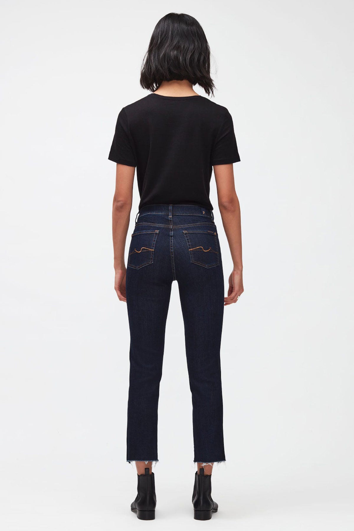 7 For All Mankind Yüksek Bel Straight Crop Jeans-Libas Trendy Fashion Store