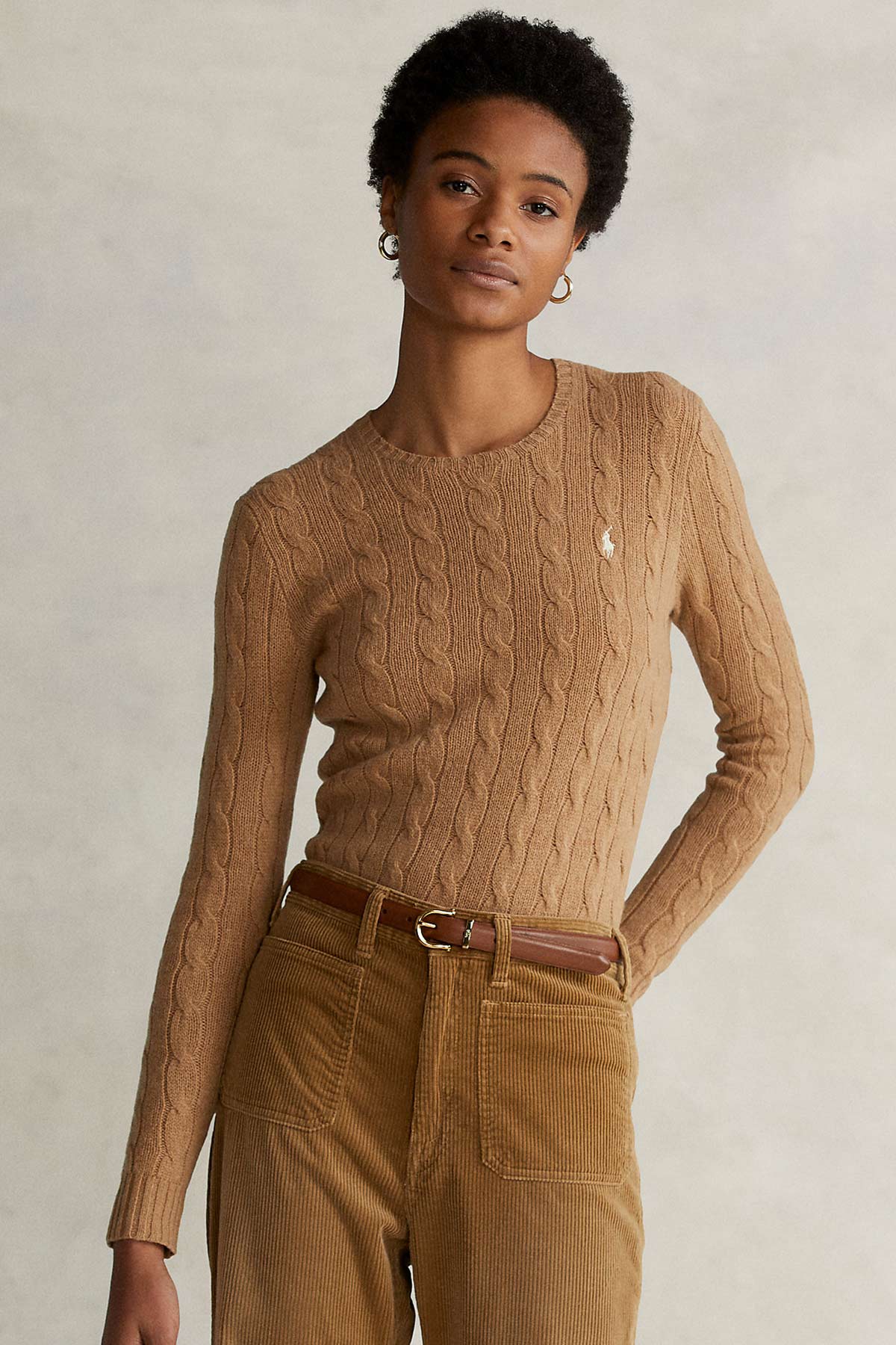 Polo Ralph Lauren Kaşmirli Yuvarlak Yaka Saç Örgü Triko-Libas Trendy Fashion Store