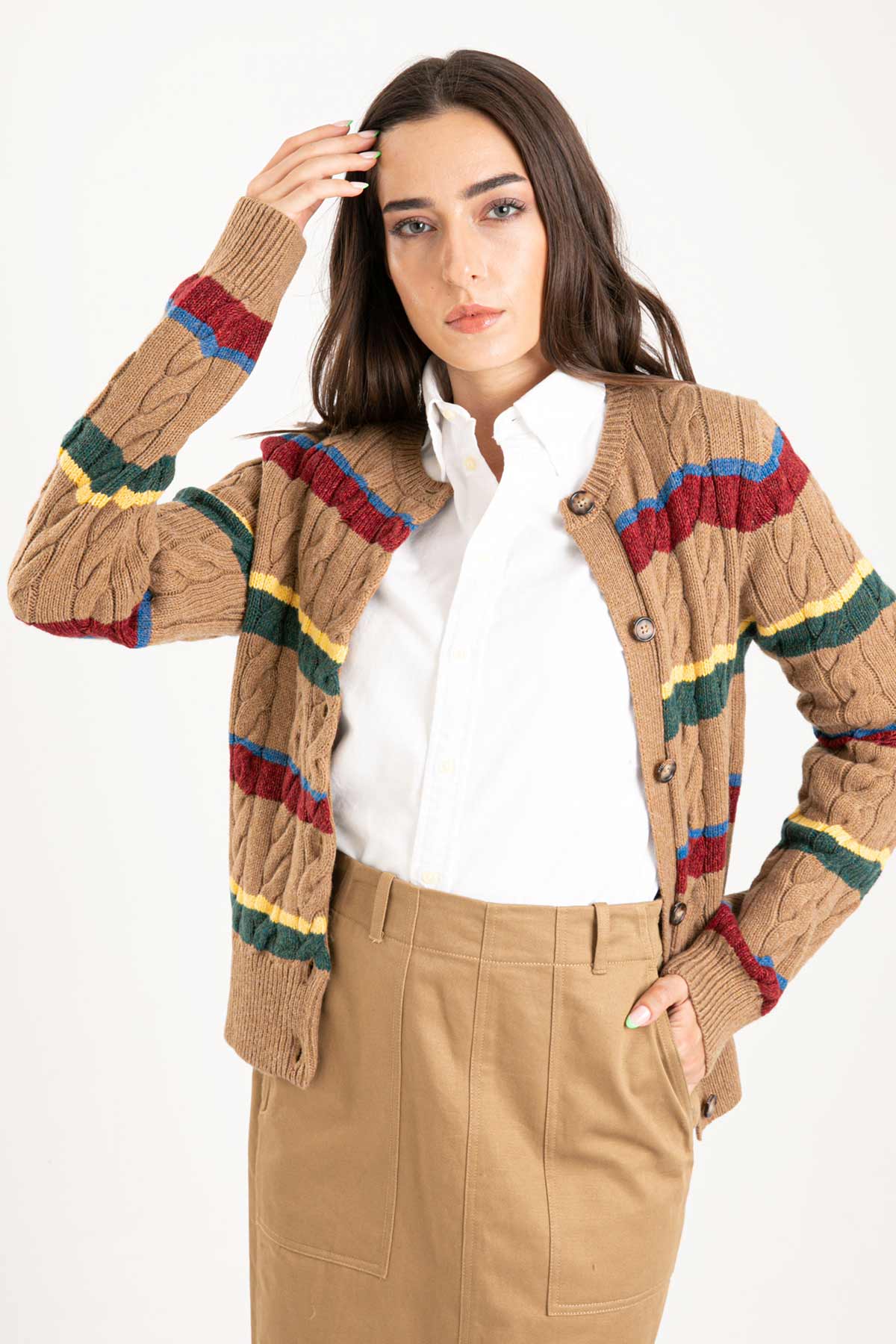 Polo Ralph Lauren Çok Renkli Saç Örgü Triko Ceket-Libas Trendy Fashion Store