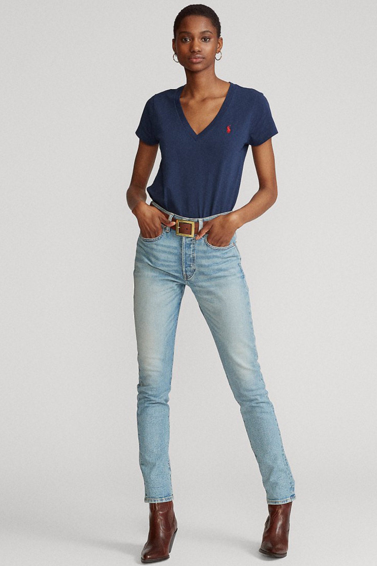 Polo Ralph Lauren Custom Fit V Yaka T-shirt-Libas Trendy Fashion Store