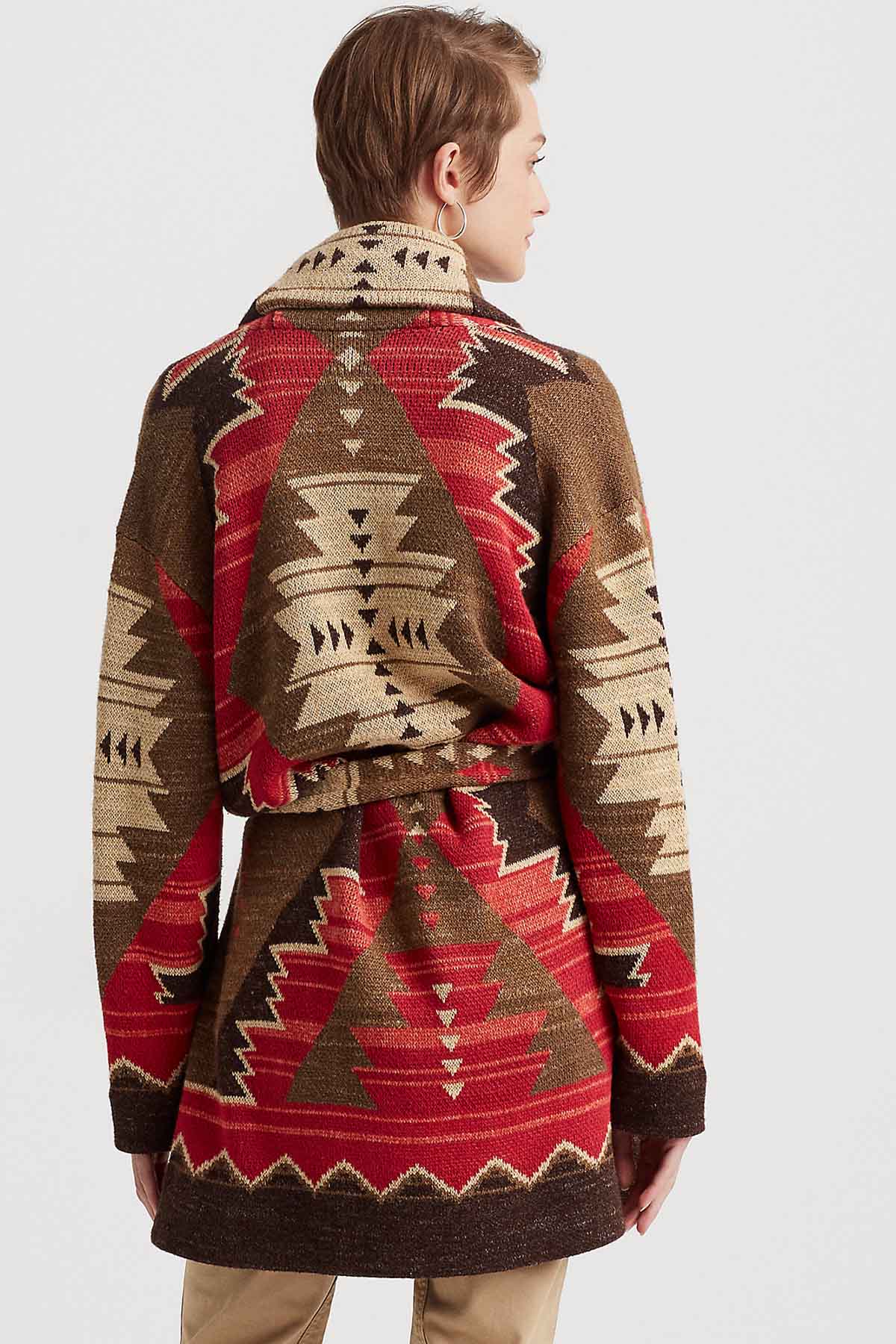 Polo Ralph Lauren Şal Yaka Etnik Desenli Triko Ceket-Libas Trendy Fashion Store