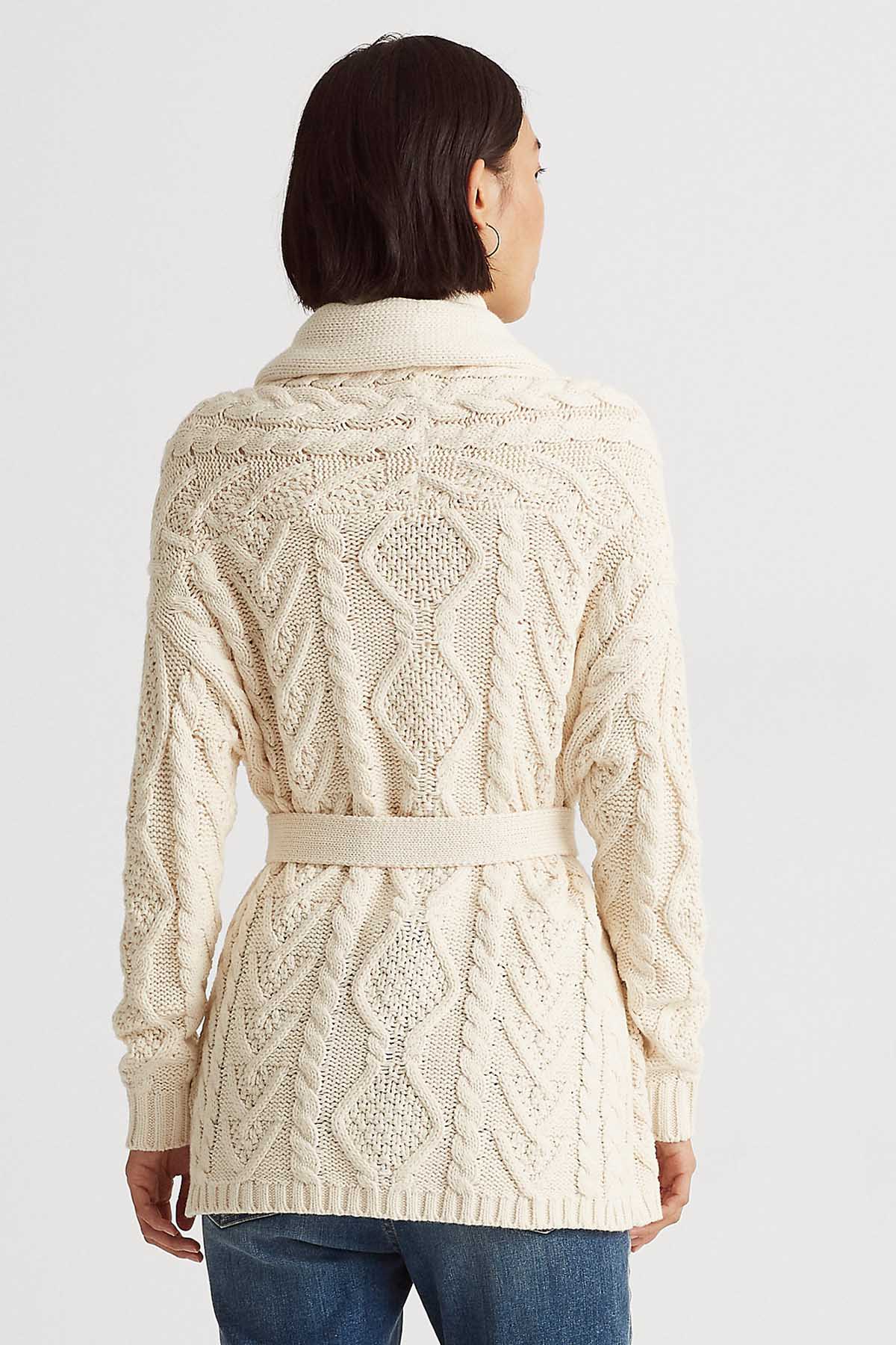 Polo Ralph Lauren Saç Örgü Belden Kuşaklı Triko Ceket-Libas Trendy Fashion Store