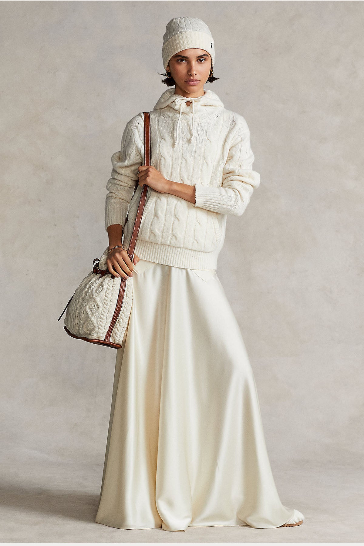 Polo Ralph Lauren Kaşmirli Kapüşonlu Saç Örgü Yün Triko-Libas Trendy Fashion Store