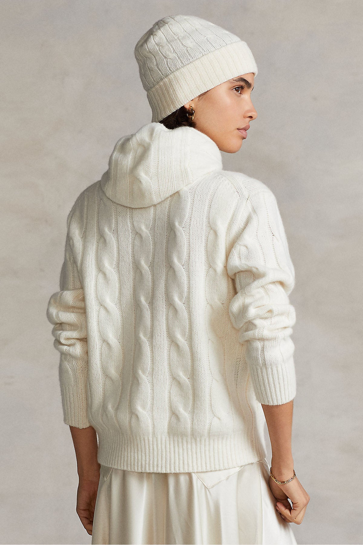 Polo Ralph Lauren Kaşmirli Kapüşonlu Saç Örgü Yün Triko-Libas Trendy Fashion Store