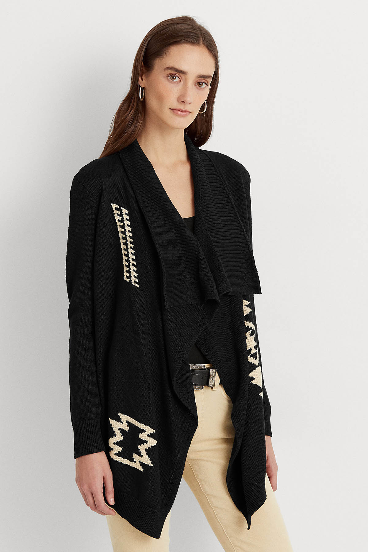 Polo Ralph Lauren Şal Yaka Etnik Desenli Triko Ceket-Libas Trendy Fashion Store