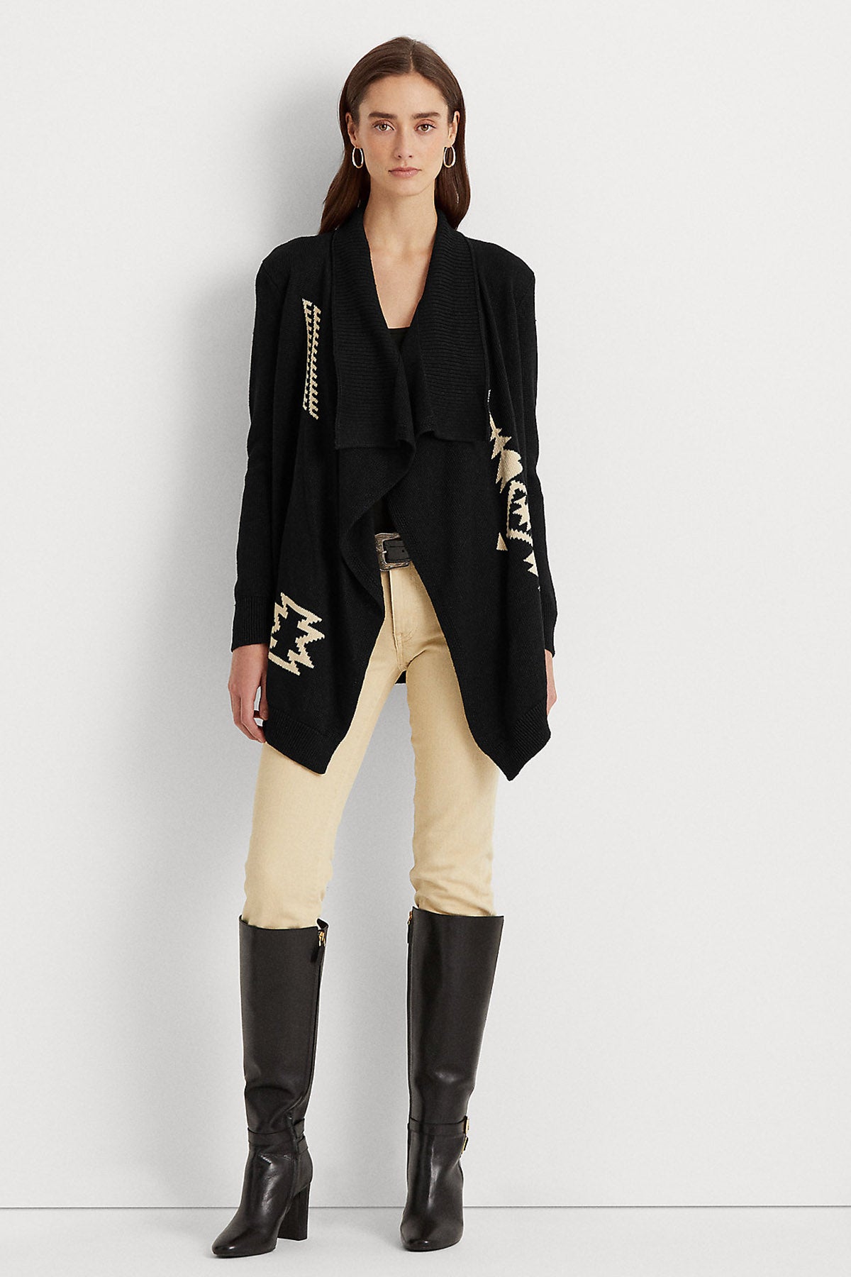 Polo Ralph Lauren Şal Yaka Etnik Desenli Triko Ceket-Libas Trendy Fashion Store