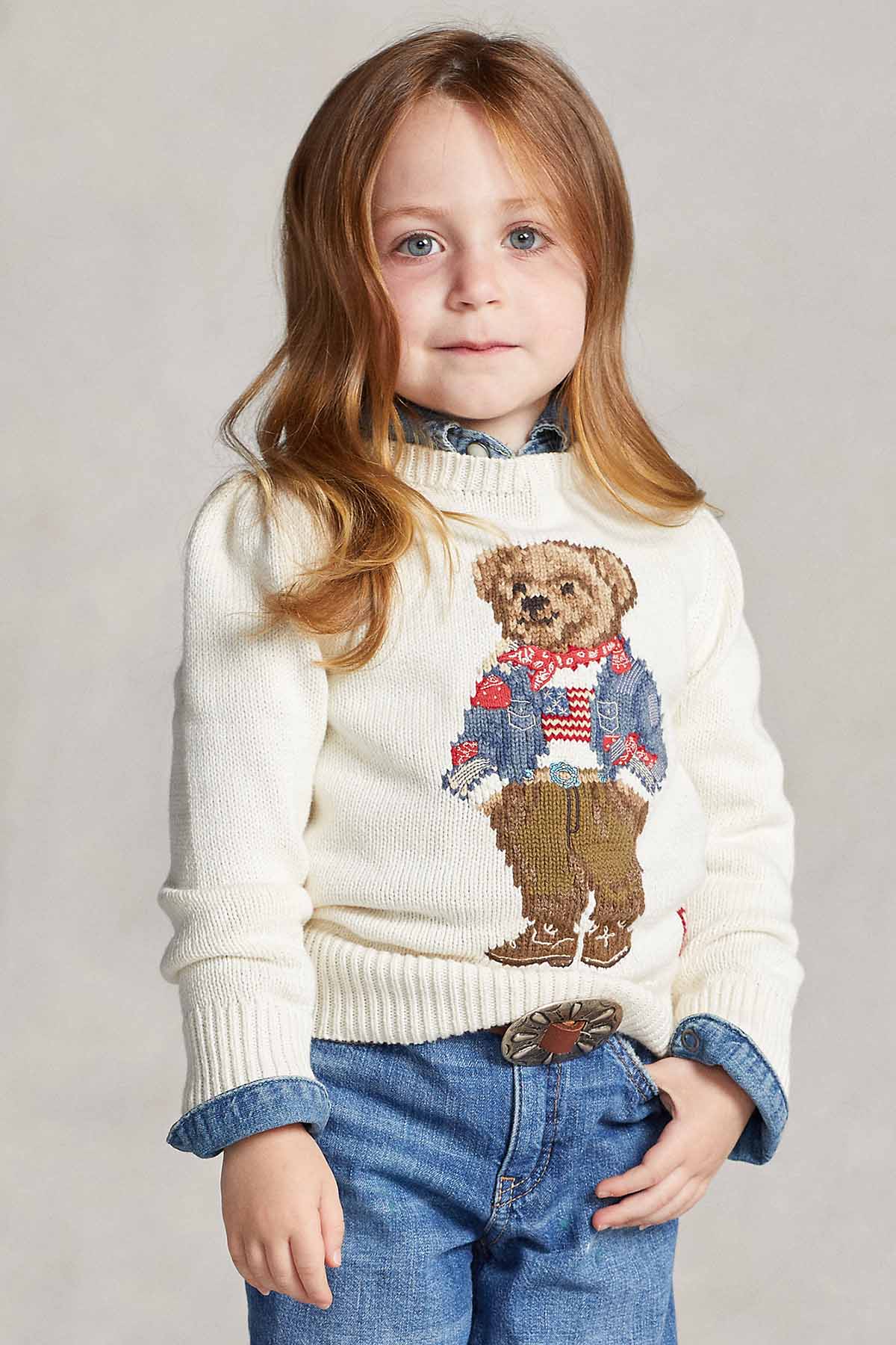 Polo Ralph Lauren Kids 5 Yaş Kız Çocuk Polo Bear Örgü Triko-Libas Trendy Fashion Store